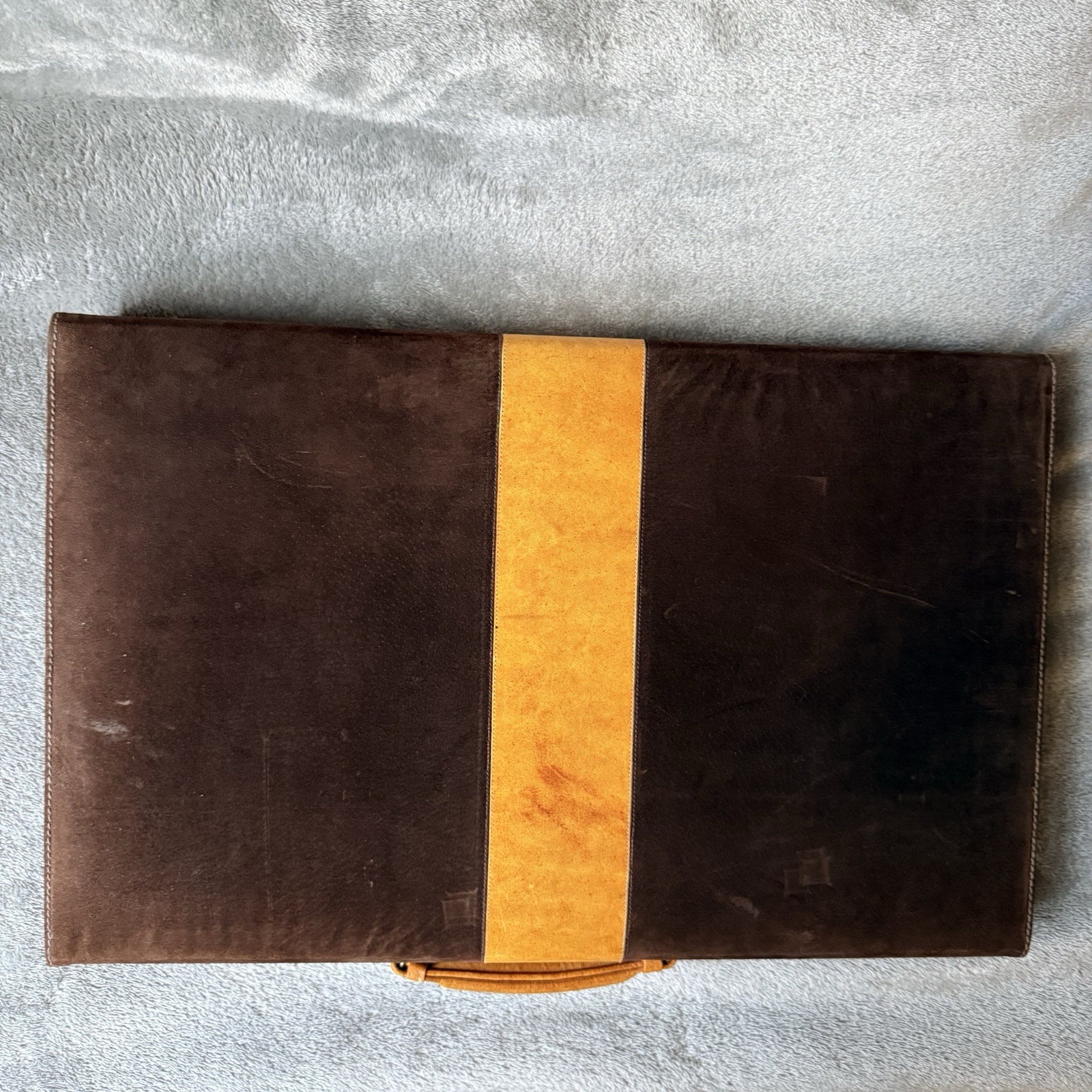 Vintage Aries Mexico Pigskin leather Backgammon Set Case Complete checkers W/Key