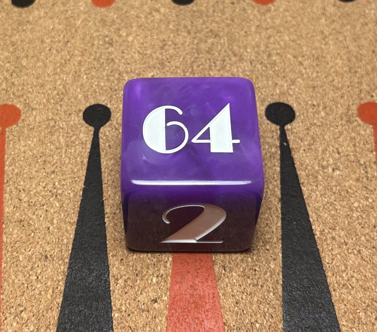 1.5” Marbled Purple Backgammon Doubling Cube with Art Deco Engraving