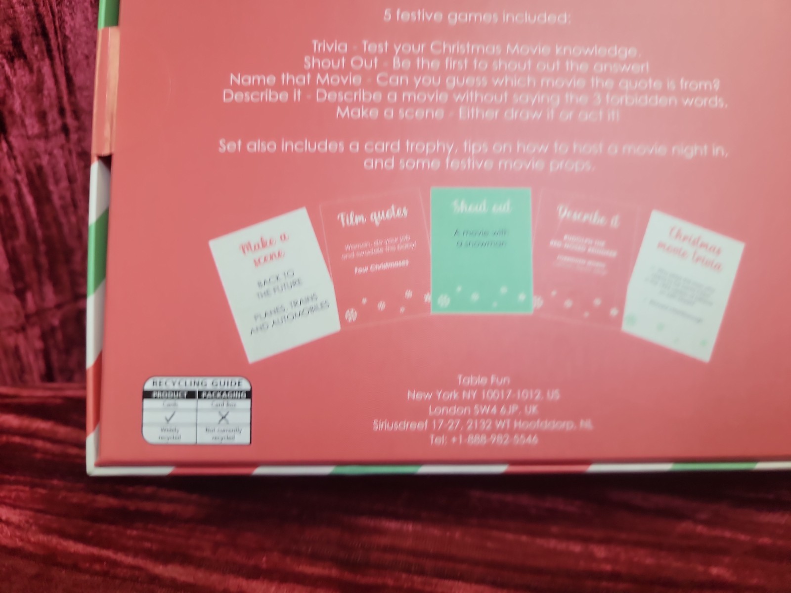 Table Fun Christmas Movie Trivia Game, Multiple Games, Card Trophy, 2+ Players
