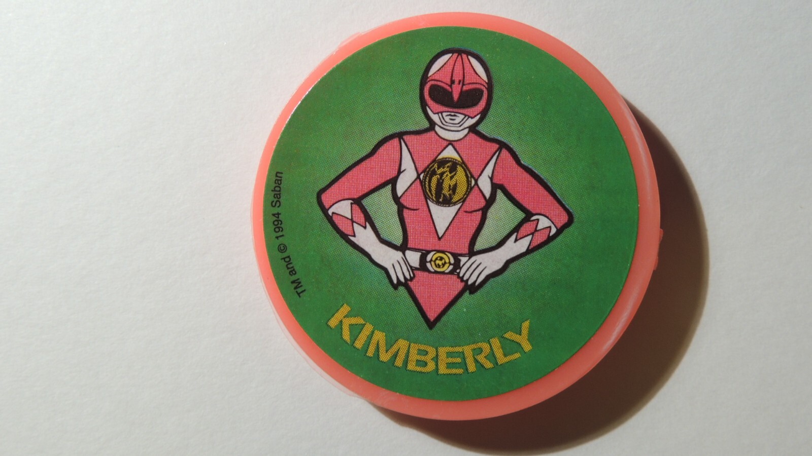 POWER RANGERS VINTAGE 1990’s ‘POG SLAMMER SET OF 6 PINK WITH STORAGE CONTAINER