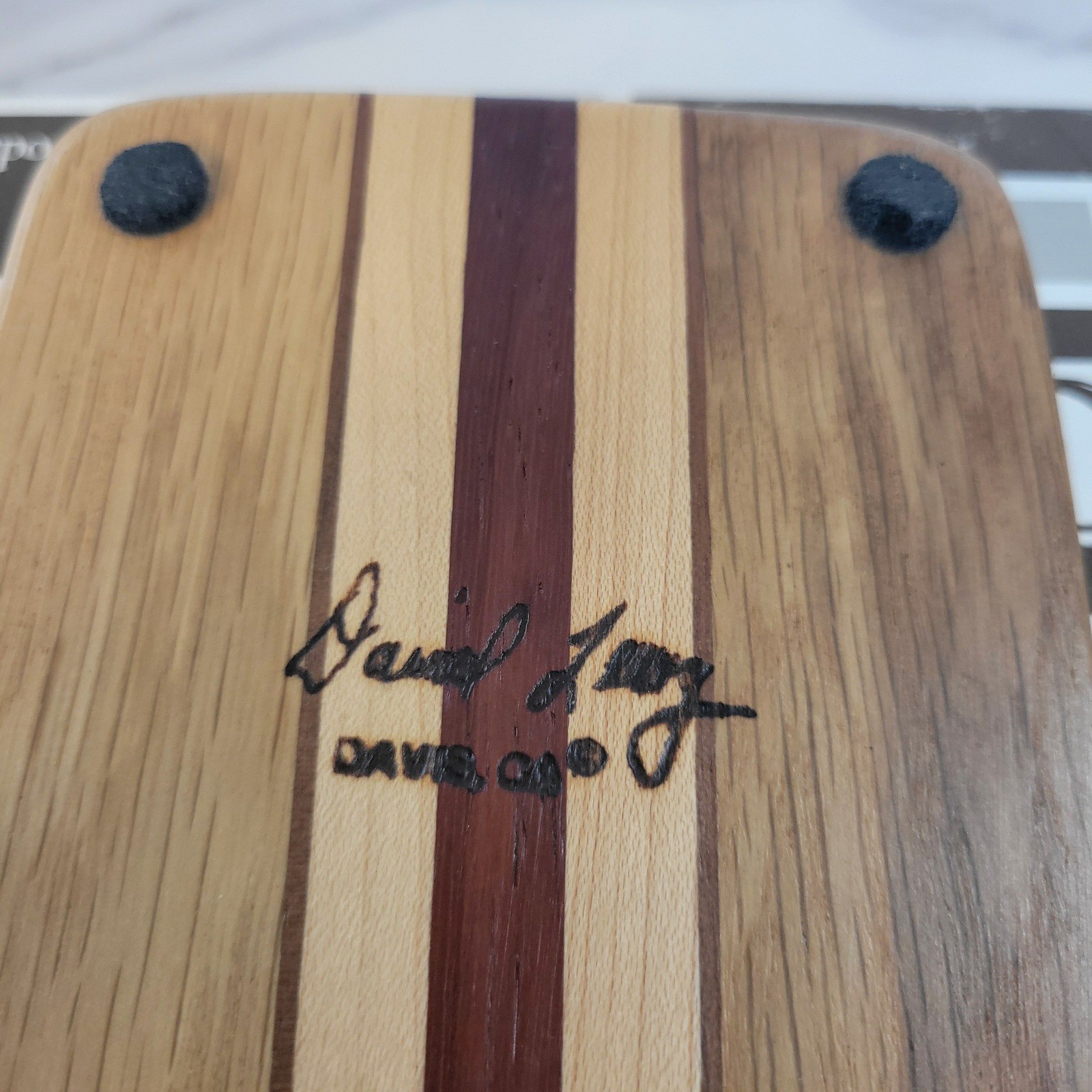 Vtg Hardwood Creations Cribbage Board Handmade Signed David Levy Metal Pegs Box