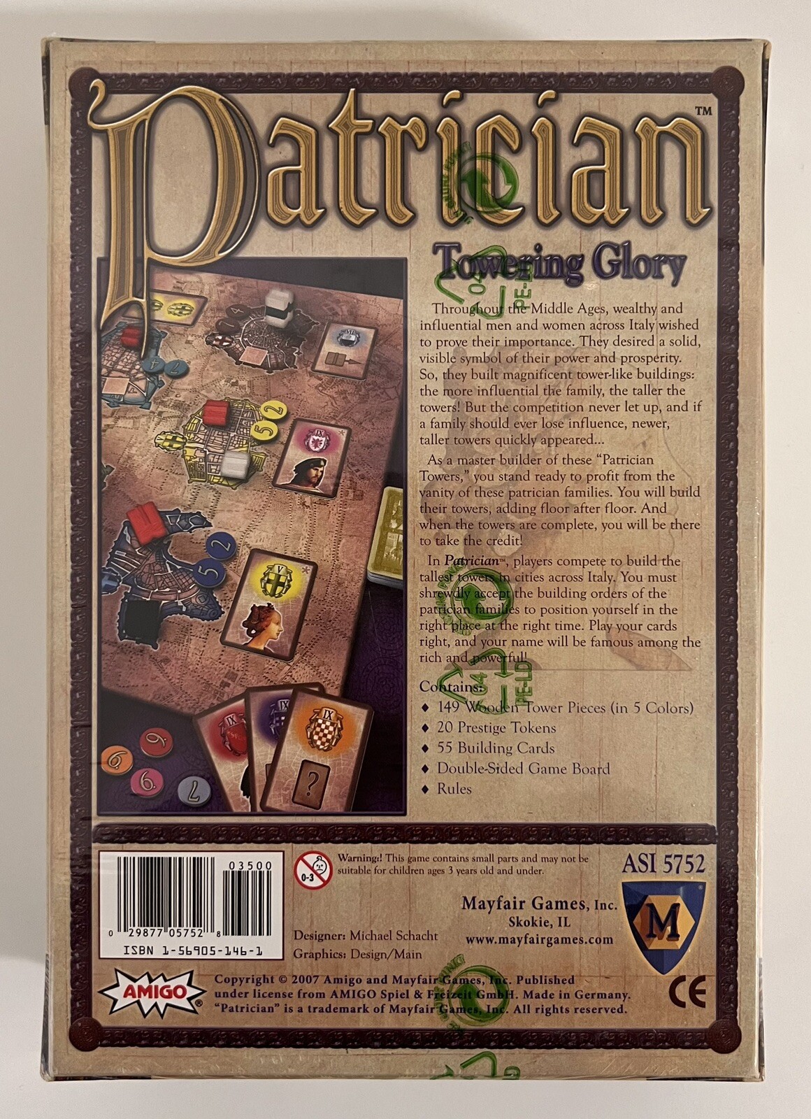 Patrician Towering Glory Boardgame Ages 10-Up 2-5 Players NEW