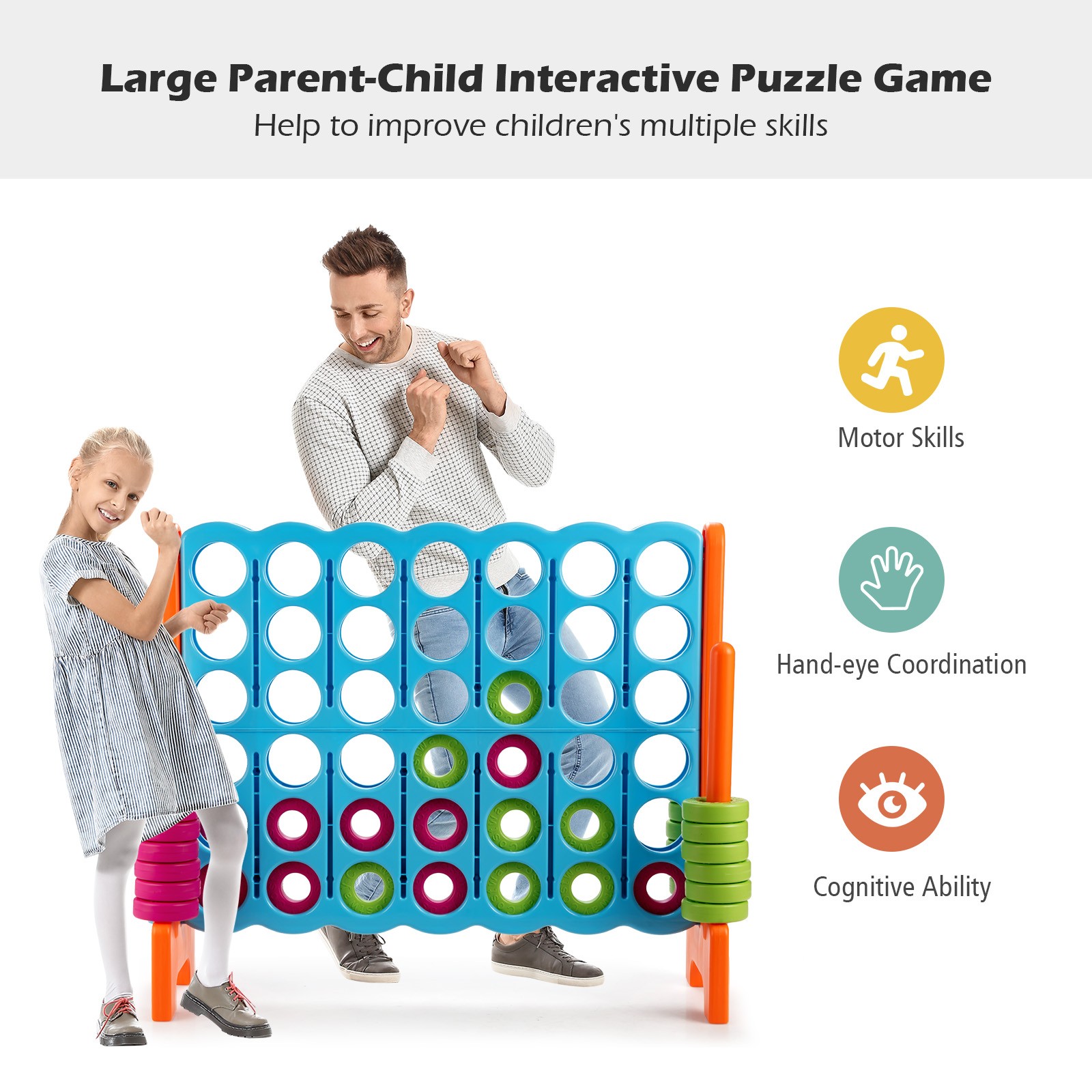 Jumbo 4-to-Score 4 in A Row Giant Game Set Indoor Outdoor Kids Adults Family Fun