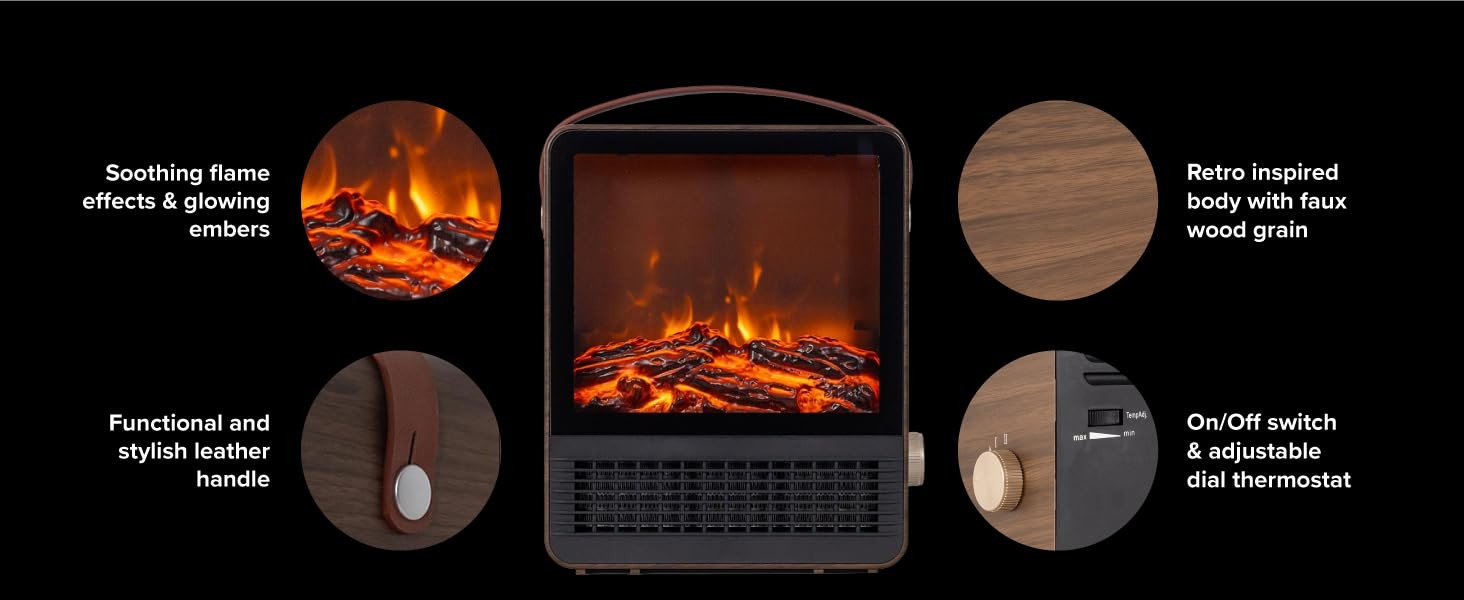 Hearth Brands Electric Fireplace Portable Space Heater with 3D Flame Walnut