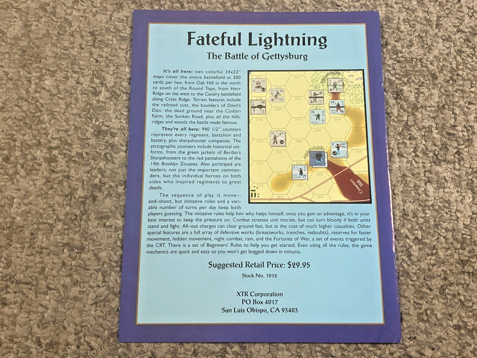 Fateful Lightning – XTR Corp 1994 – Complete & Unpunched w/ Errata Counters