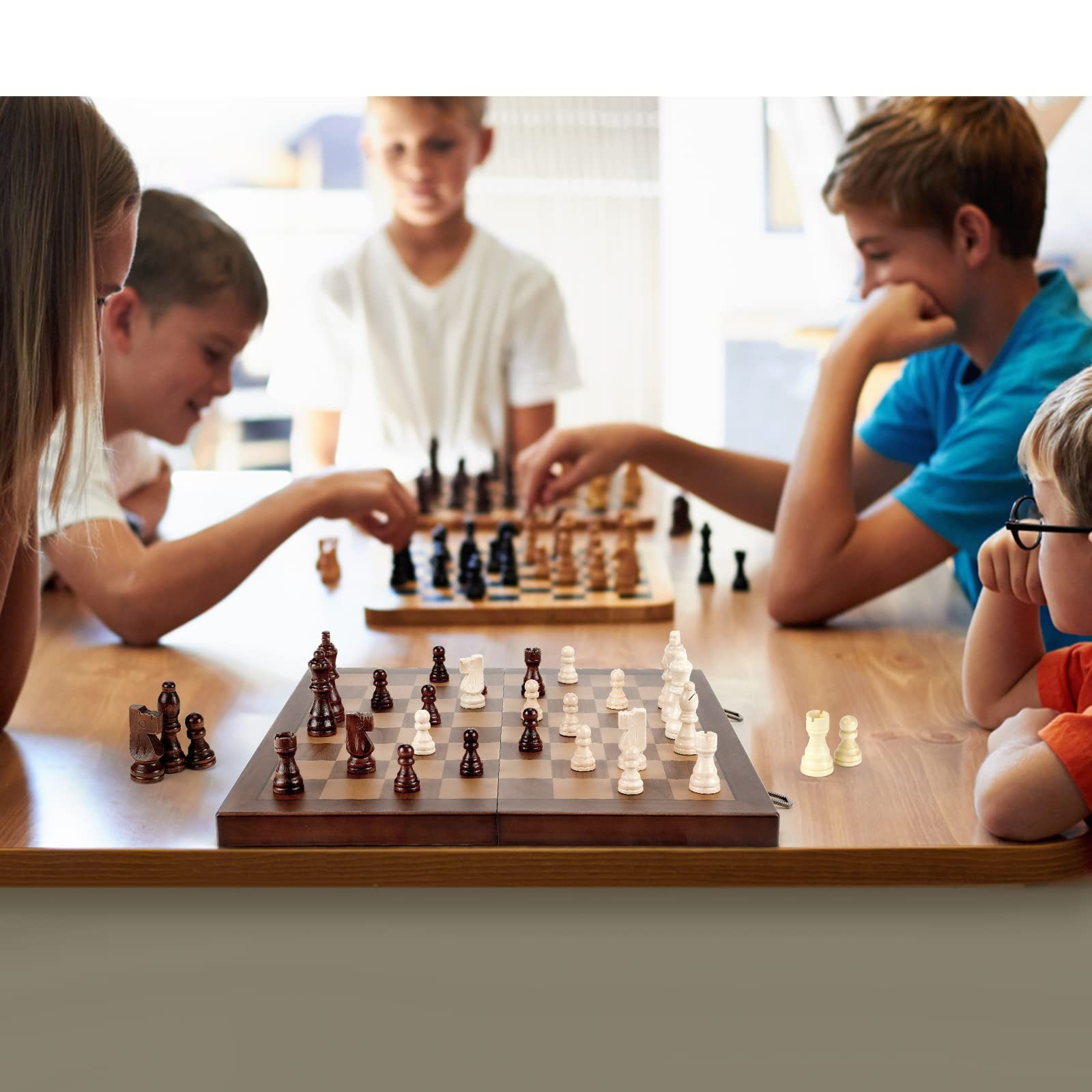 Unique Handmade Wooden Magnetic Chess Set Folding Portable Travel Game Board 17″