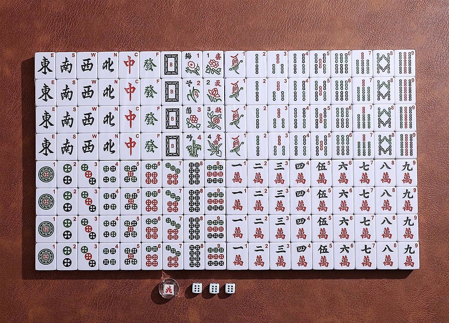 Professional Chinese Mahjong Game Set 146 Numbered Large Size Tiles with Carr…