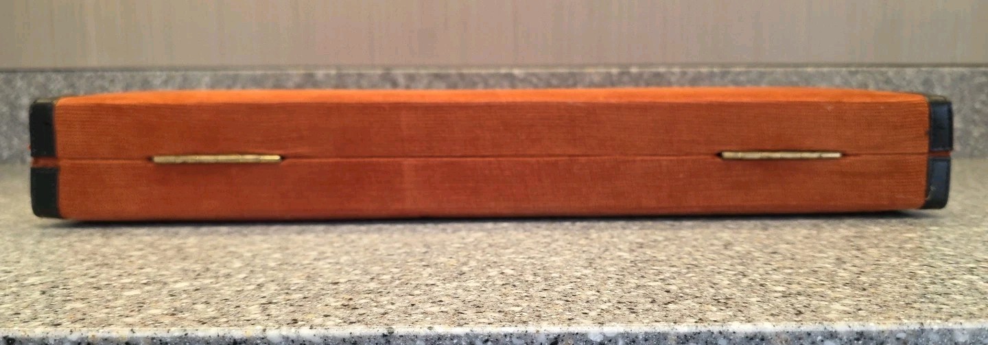 Vintage Reiss Backgammon Game Burnt Orange Corduroy Attache Briefcase 1&3/8″ Pcs