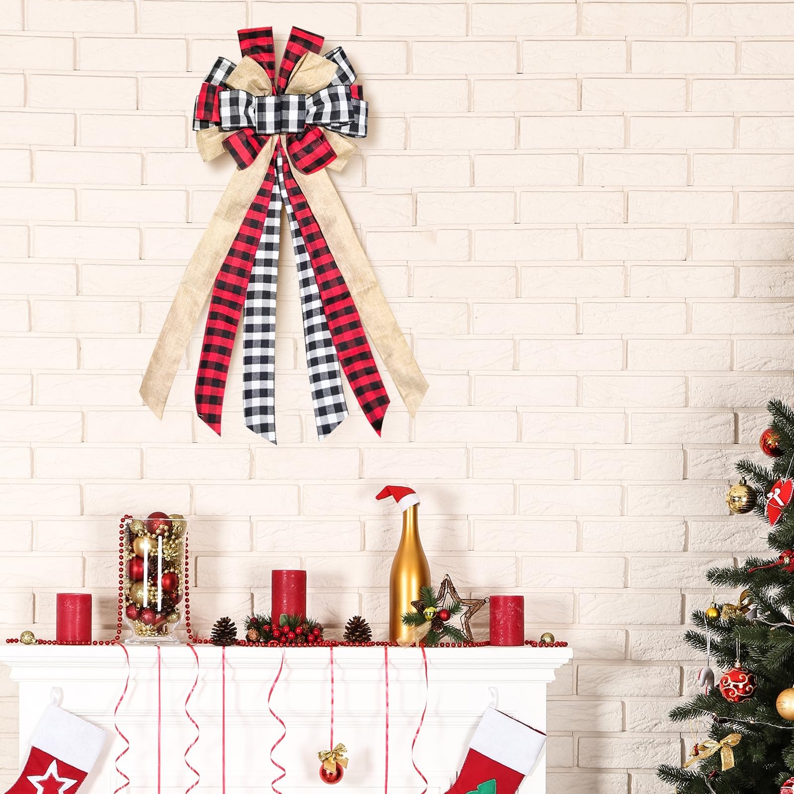 Large Christmas Tree Topper 13 x 30 Inch Red and 13 X 30 Inches, Multicolored