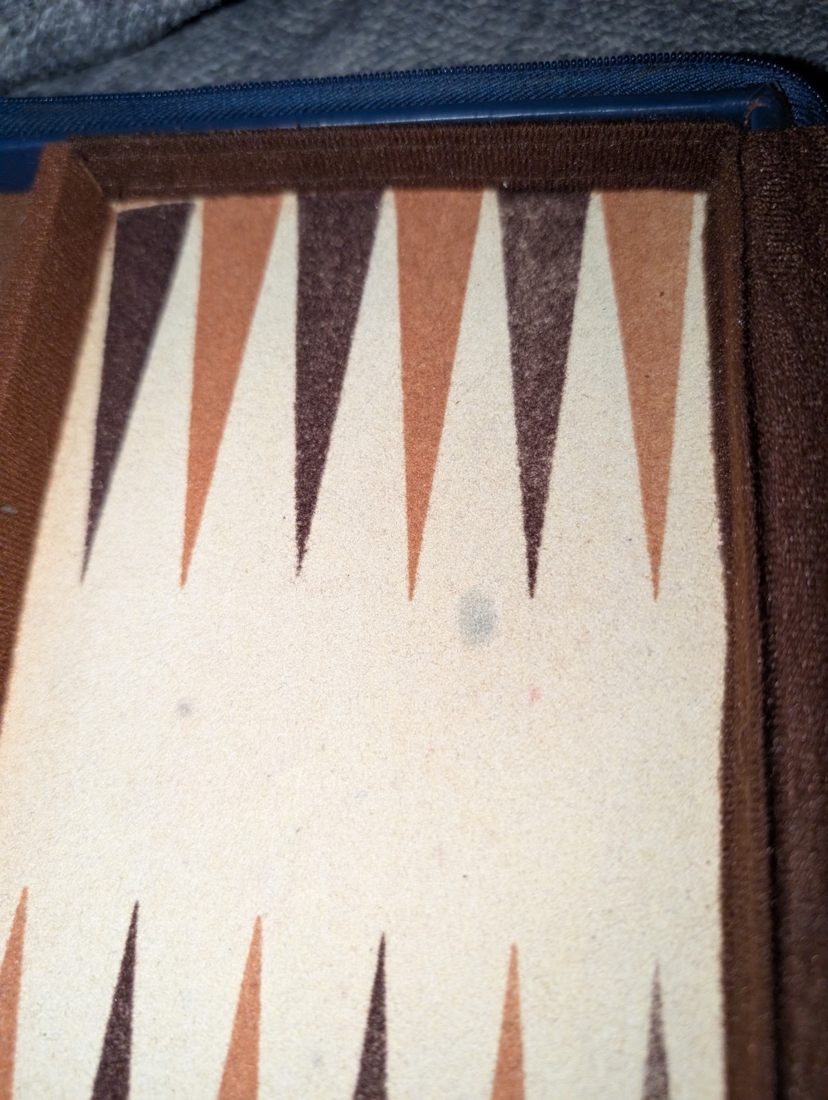 Vintage Travel Backgammon Game Zippered Case Dice Cups Complete! Blue Case!