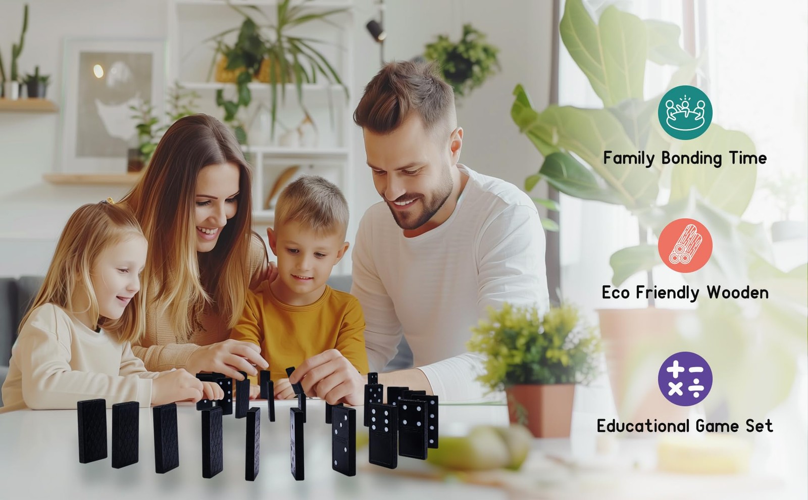 Offelec Wooden Double 6 Domino Set – 28 Tiles 1 Pack, 1 Pack 6