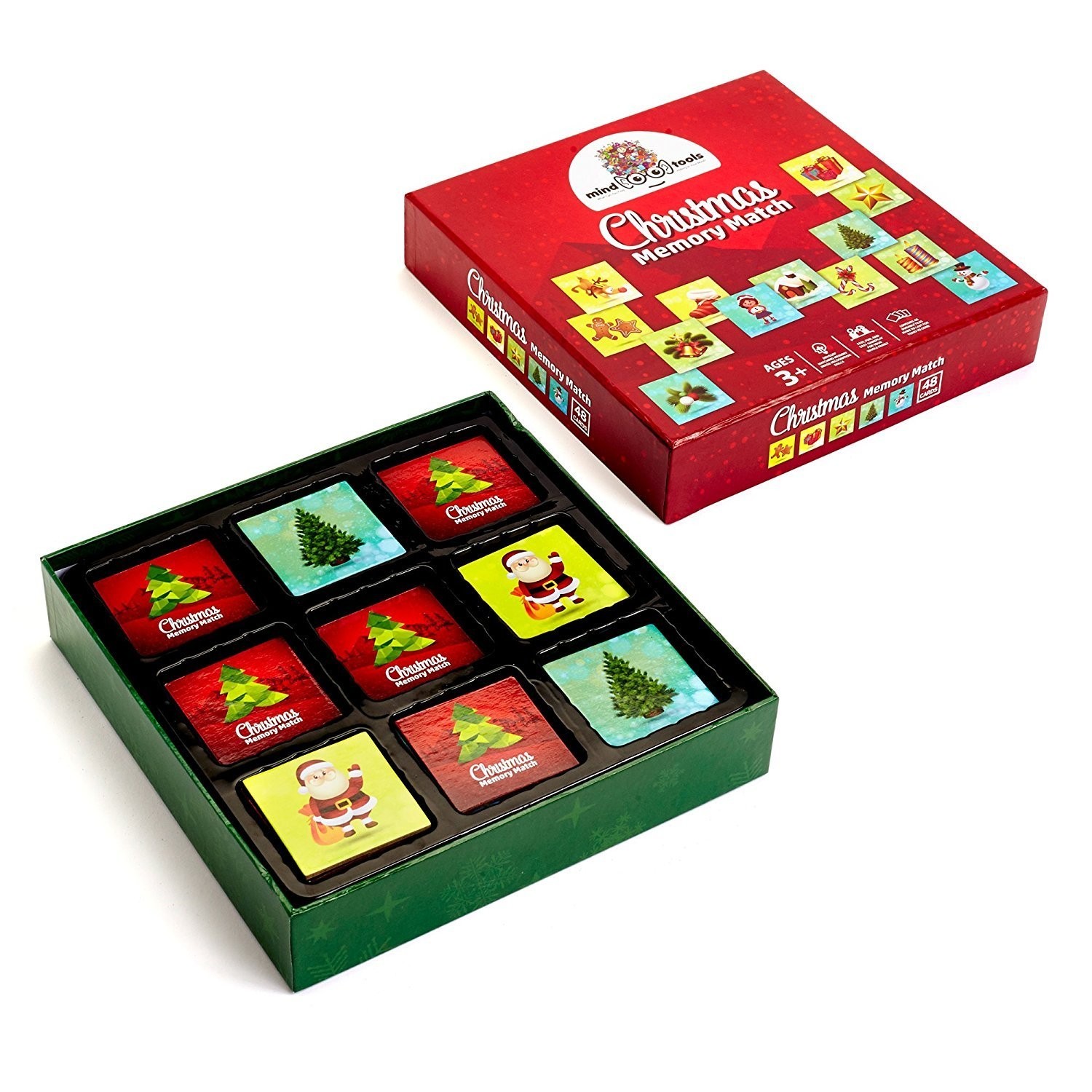 Christmas Educational Memory Match Game- 48 Durable Tiles By