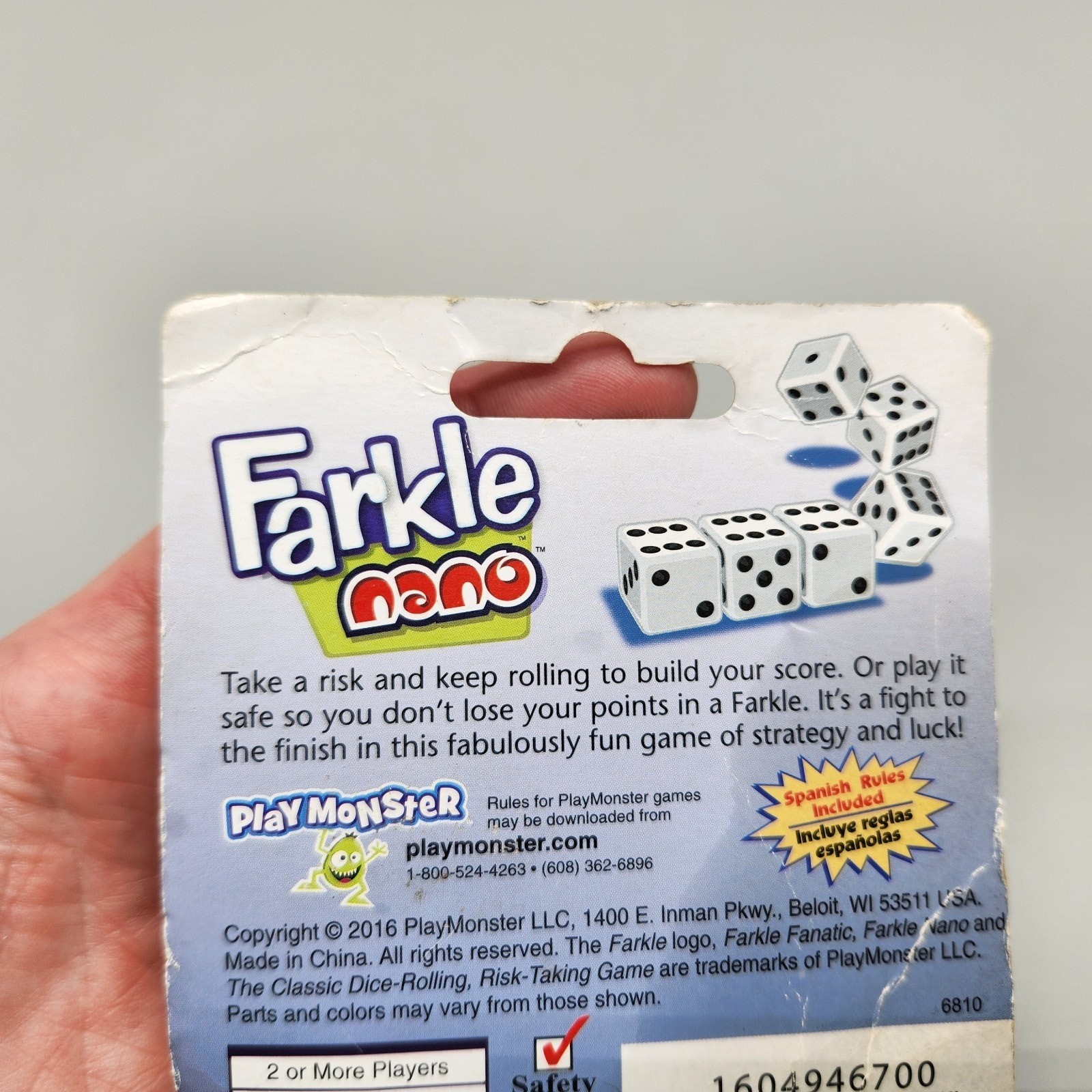 Farkle Nano Keychain Mini Dice Game 2016 Yellow Sealed *Package Wear See Photos