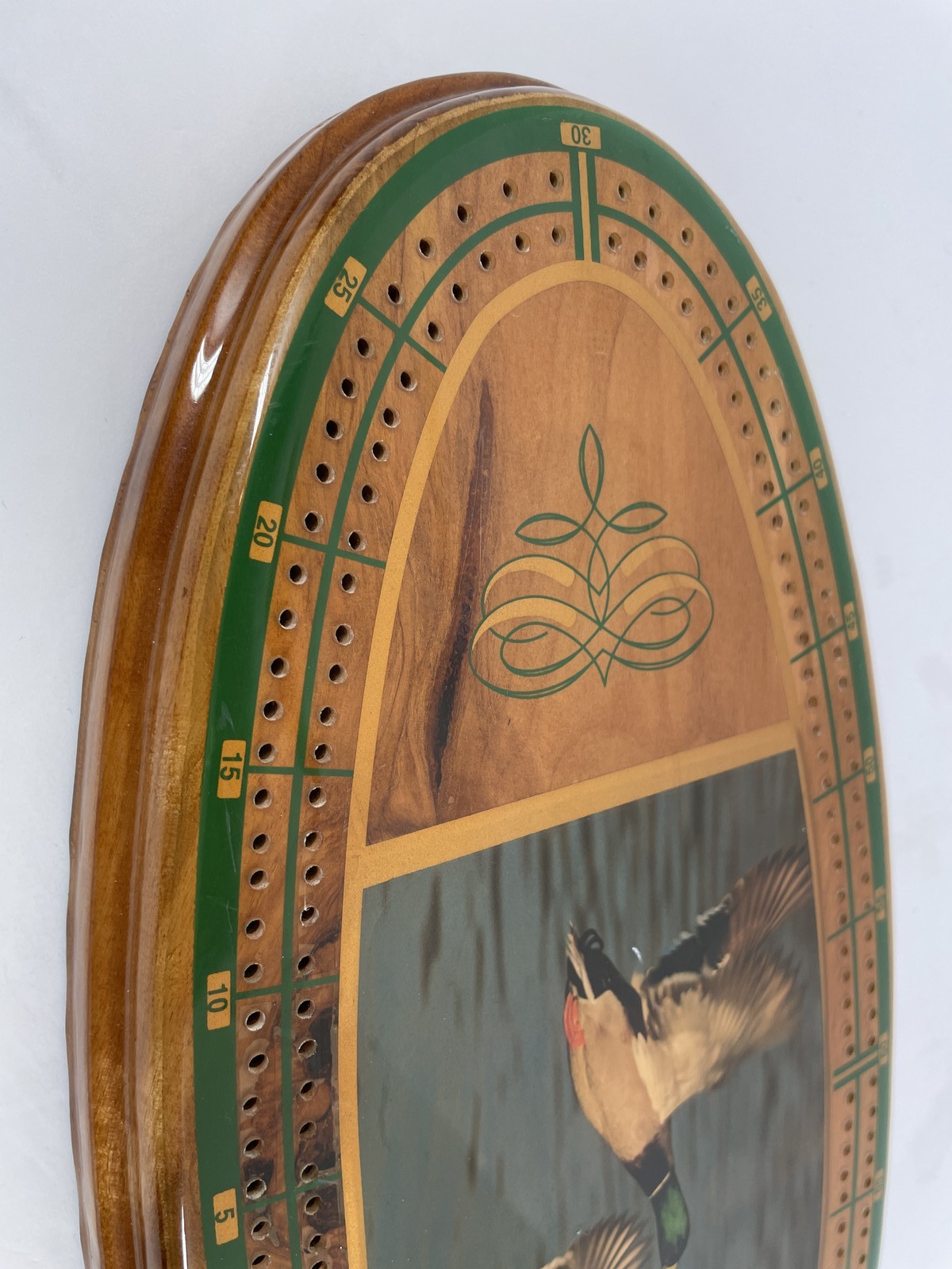 Vintage Great Western Ent. Wooden Cribbage Board – Flying Ducks Wildlife Theme