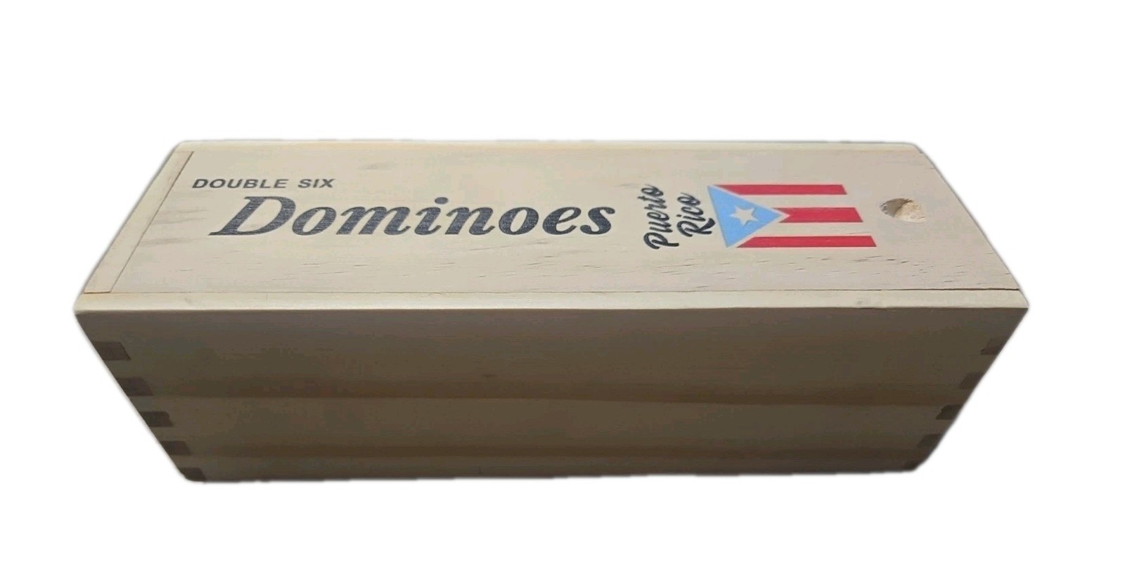 DOUBLE SIX BIG DOMINOES PUERTO RICO FLAG WITH WOODEN CASE DOBLE 6