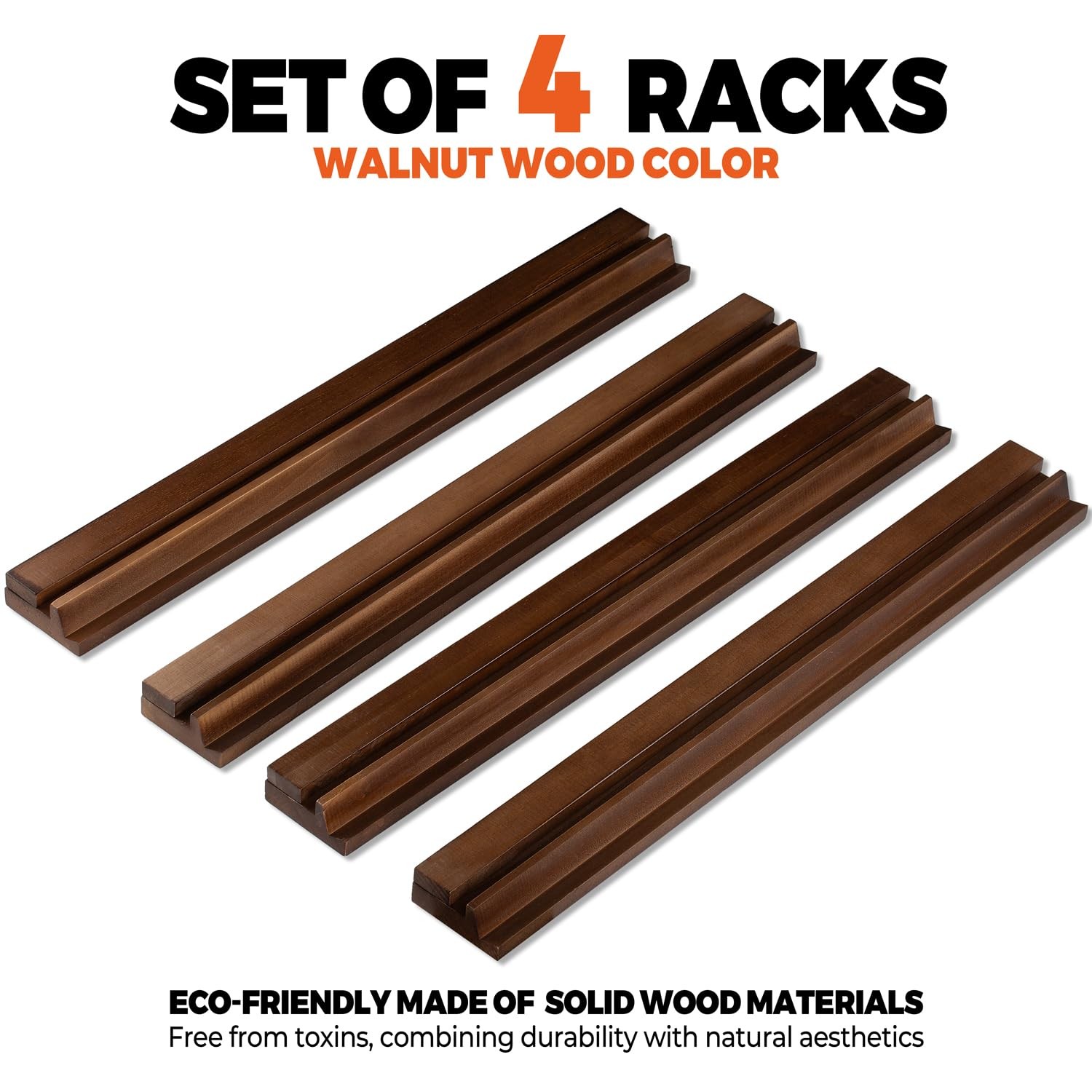 American Walnut Wood Mahjong Racks with Pushers, 4pcs Mahjong Racks Set for M…