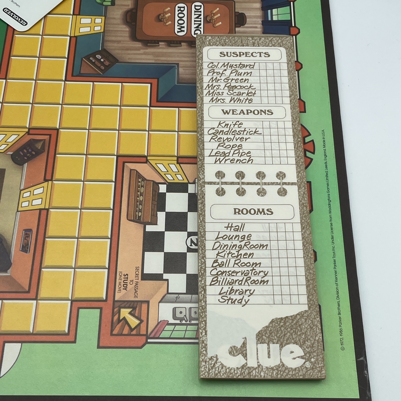 PARKER BROTHERS Clue Board Game Classic Detective Complete Vintage 1986 USA