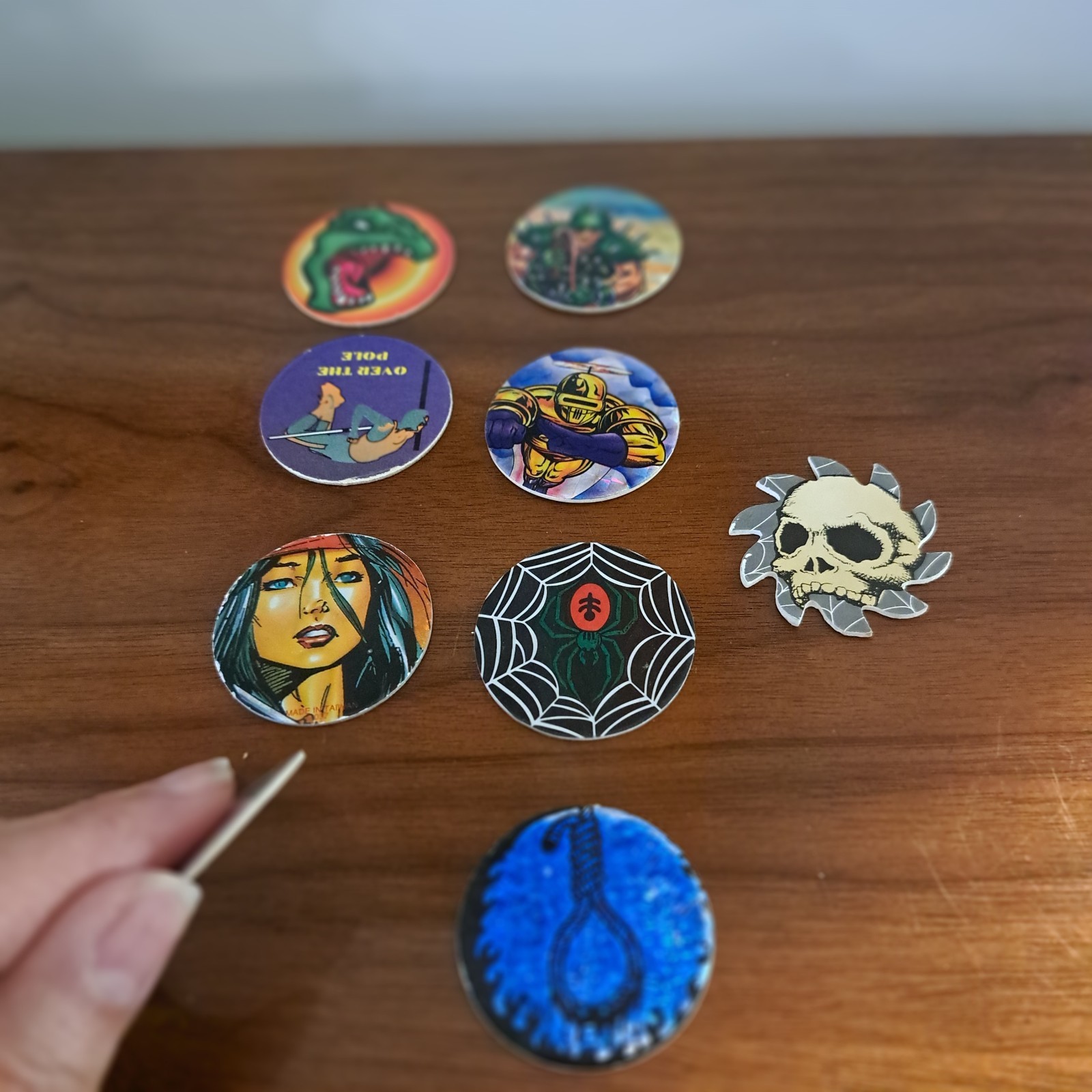 Vintage Pogs Lot 9 Assorted Milk Caps Slammers Collectors 90s Nostalgia