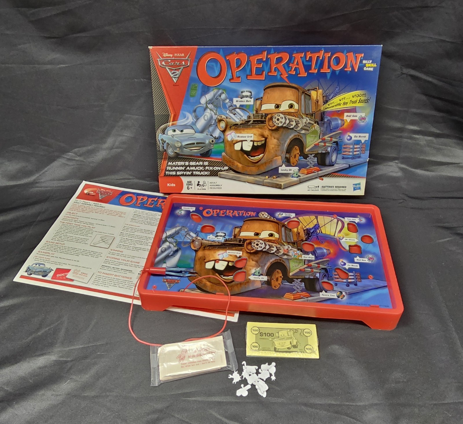 2011 Operation Game Disney Pixar Cars 2 Edition by Hasbro – Board Game COMPLETE