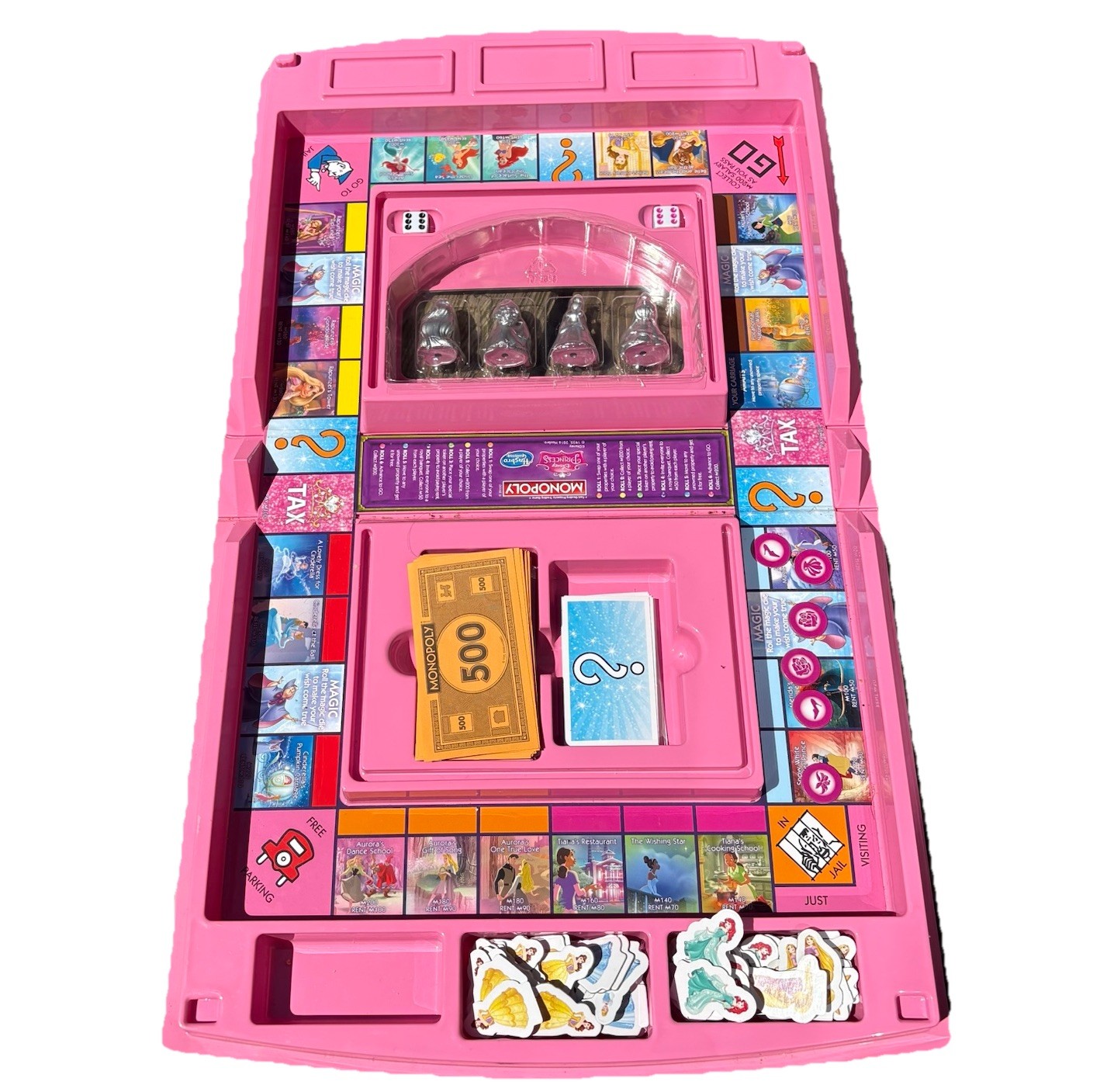 Hasbro Monopoly: Disney Princess Board Game w/ Open & Play Game Case Open Box