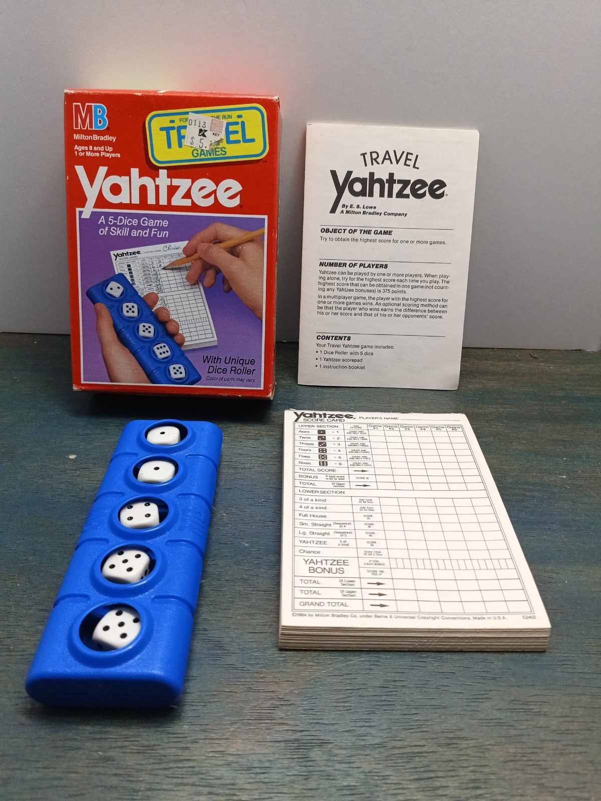VTG 1989 Yahtzee Travel Game by MB Milton Bradley Age 8 & Up 1 or more players