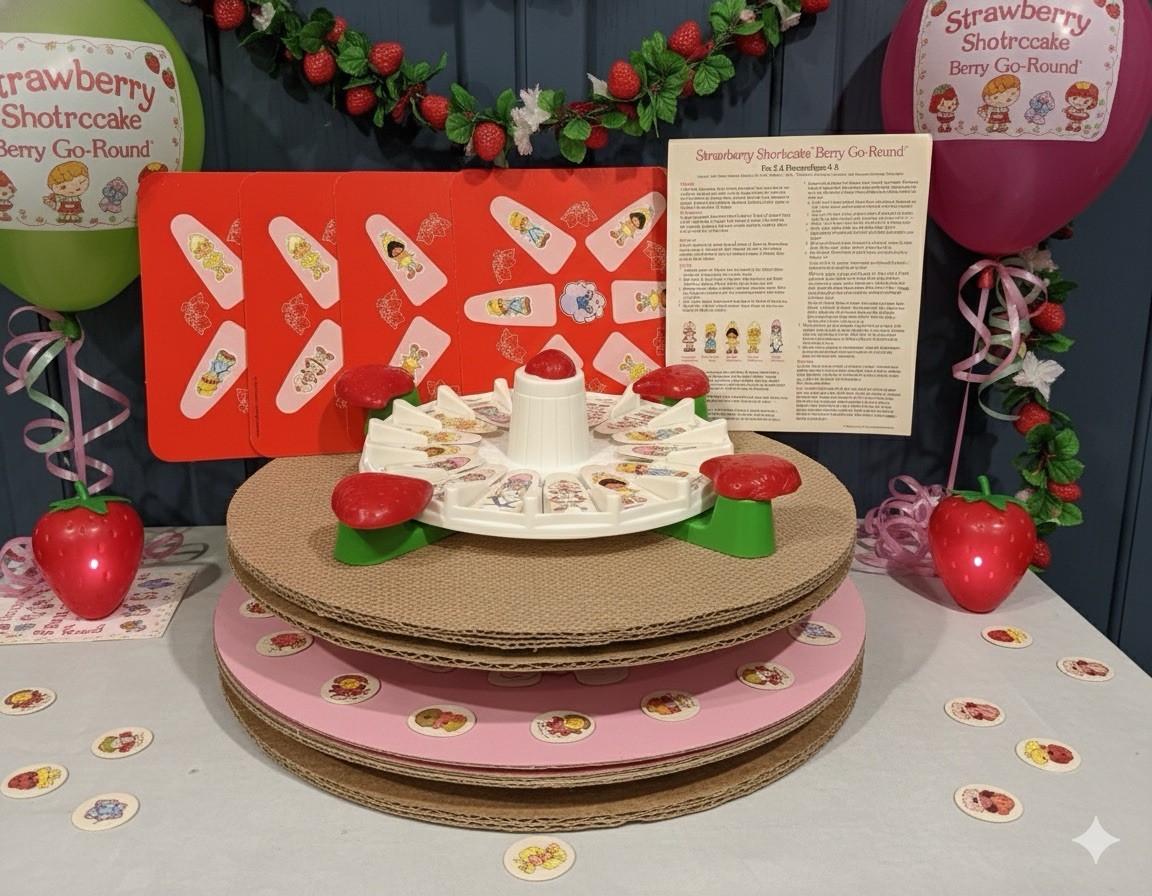 1981 Parker Brothers Strawberry Shortcake Berry-Go-Round Carousel Game, Complete