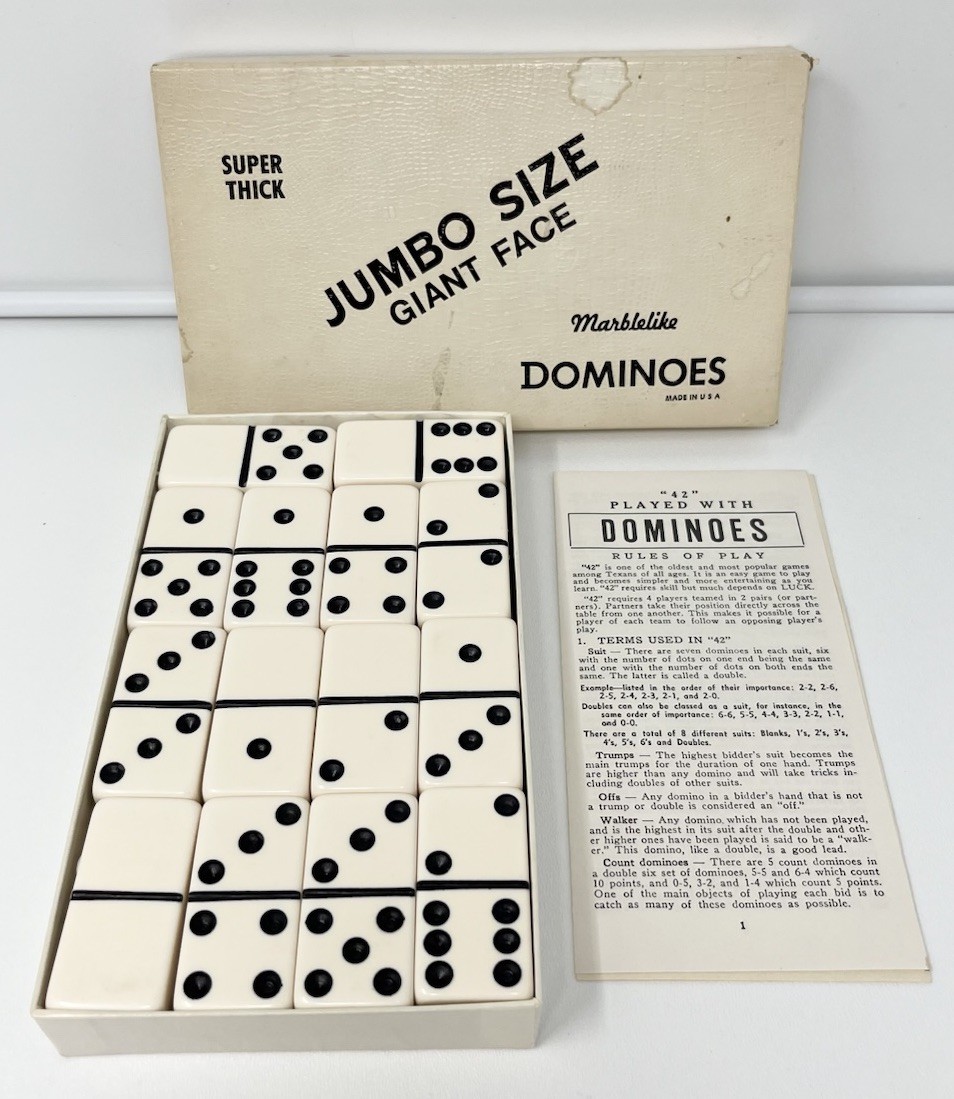 Vintage Puremco Dominoes “Oilers” Marblelike Jumbo Size Giant Face Thick USA