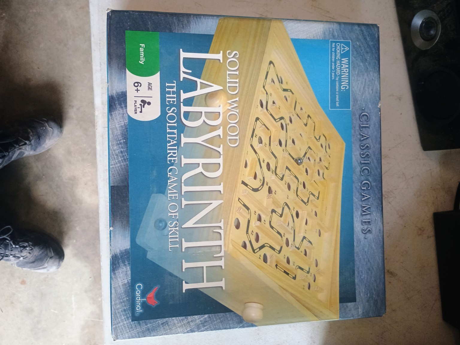 Cardinal Solid Wood Labyrinth Solitaire Game of Skill Marble Maze w/ Box