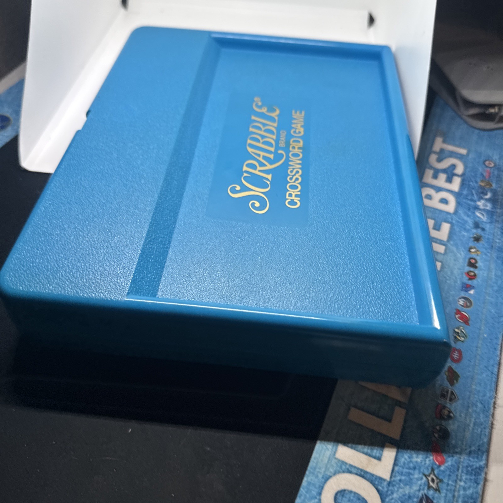 Vintage Scrabble Travel Game Magnetic 100 Tiles Complete Blue Case Set