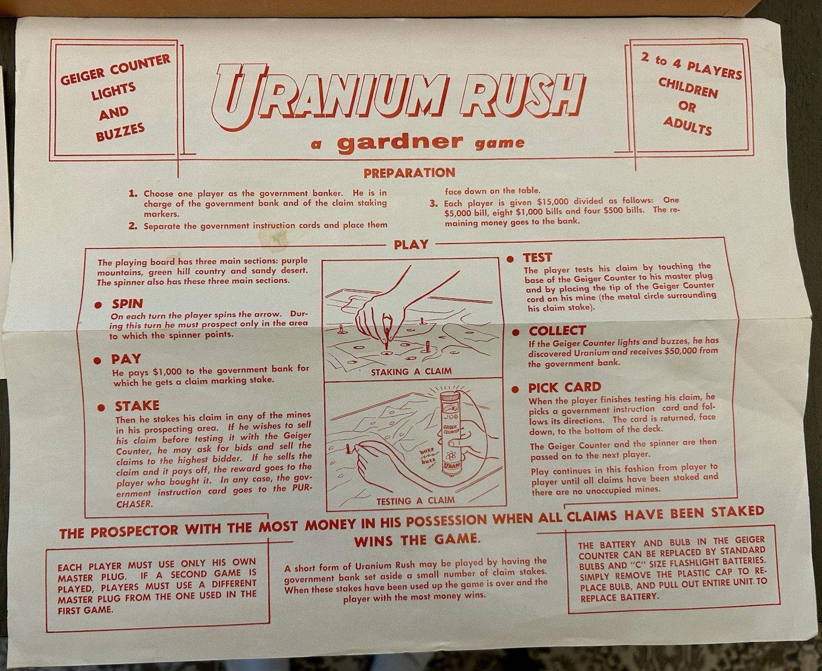 Unused Uranium Rush Board Game Rare In Any Condition!