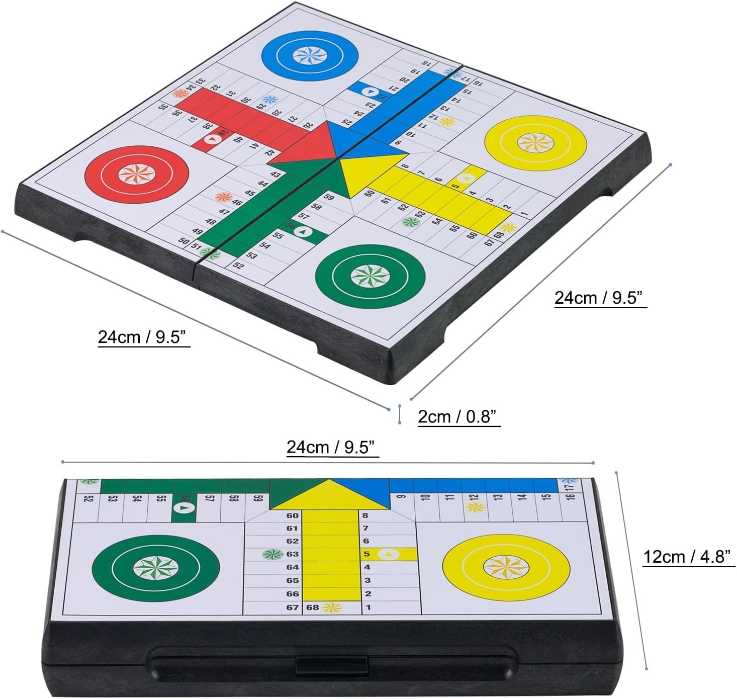 Ludo Game Board Set -9.5”, Magnetic Folding Travel Classic Strategy Game Roun…