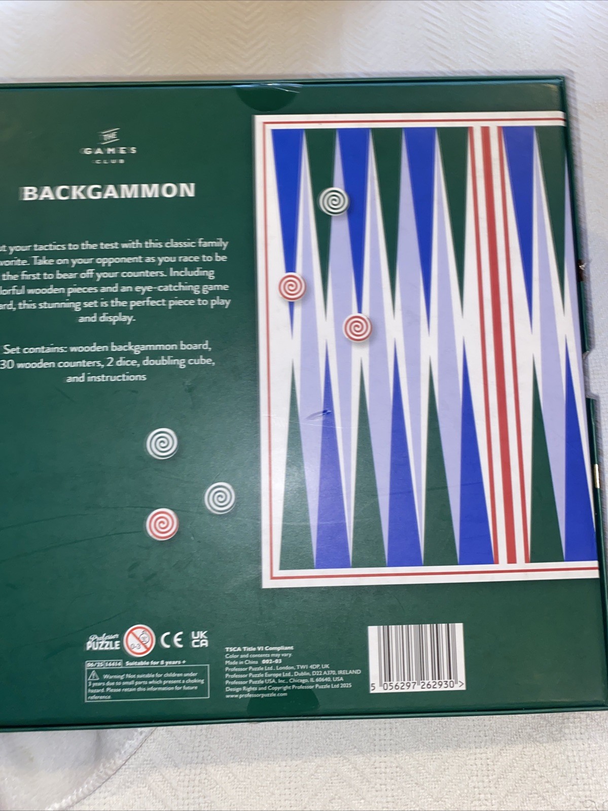 The Games Club Backgammon Wooden Game Set New in Box Professor Puzzle 8 + years