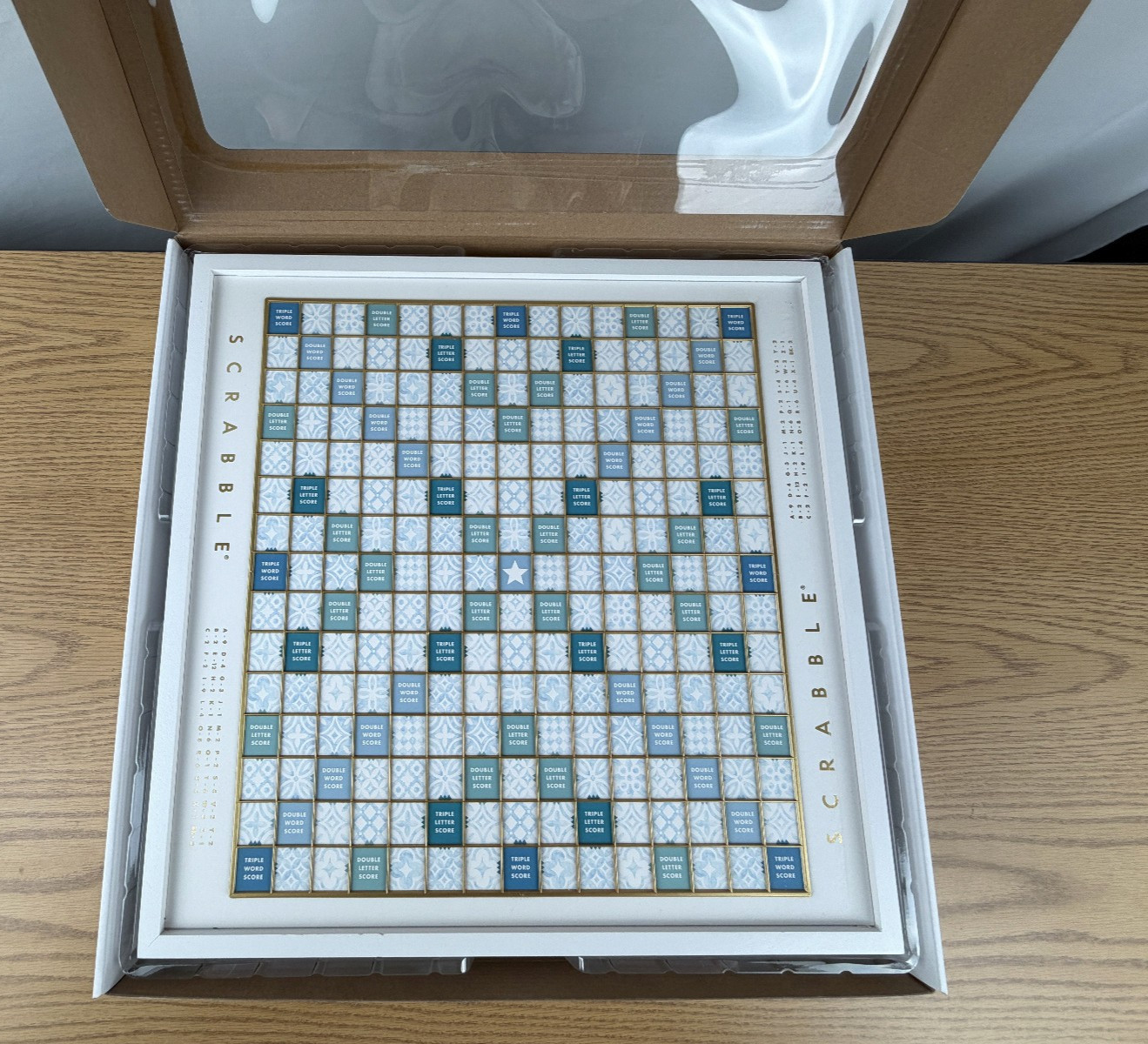 Scrabble Bianco Edition WS Game Rotating Wooden Game Board OPEN BOX
