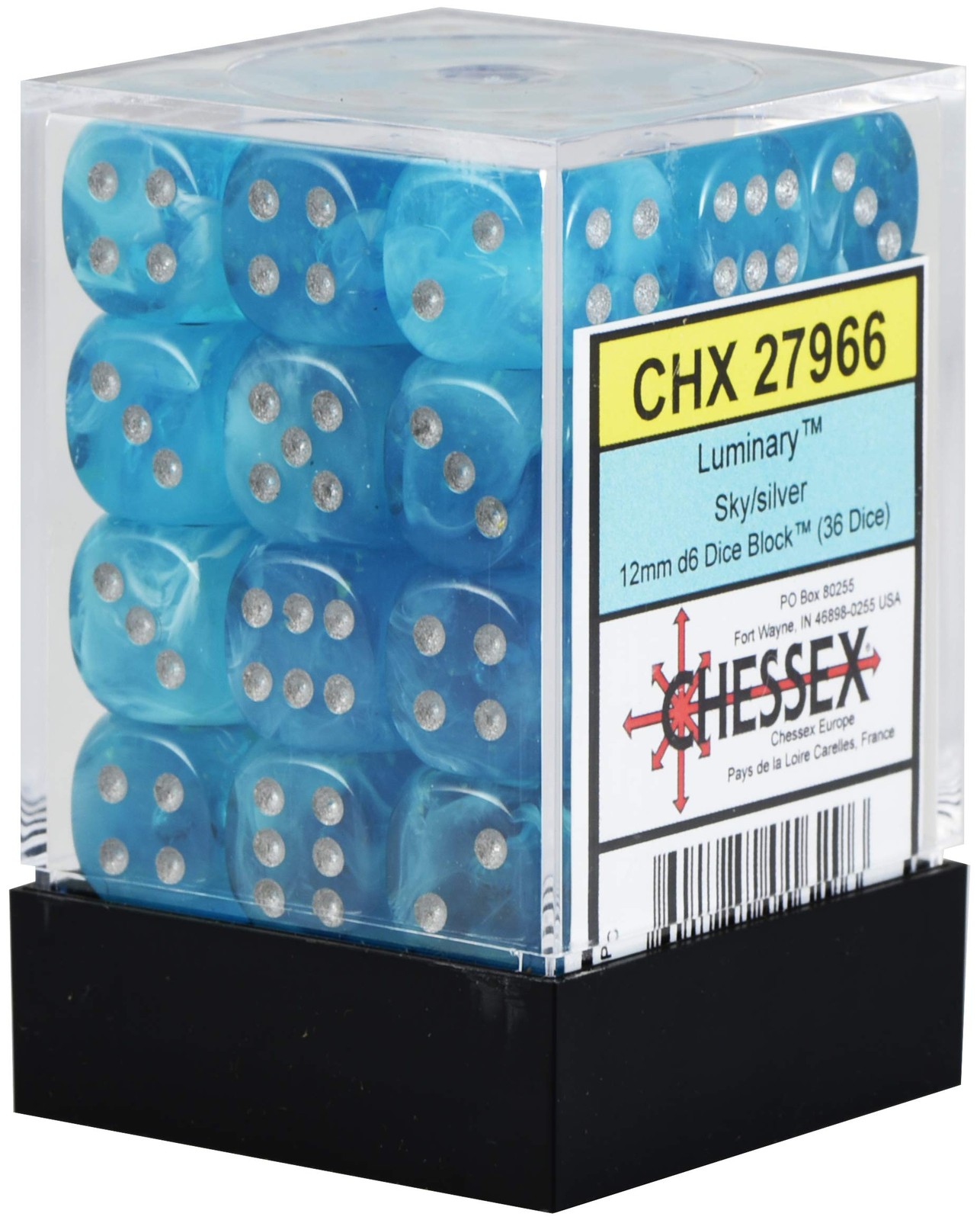 d6Cube12mm Gemini Dark Luminary SKYsv – Chessex (Pack of 36)
