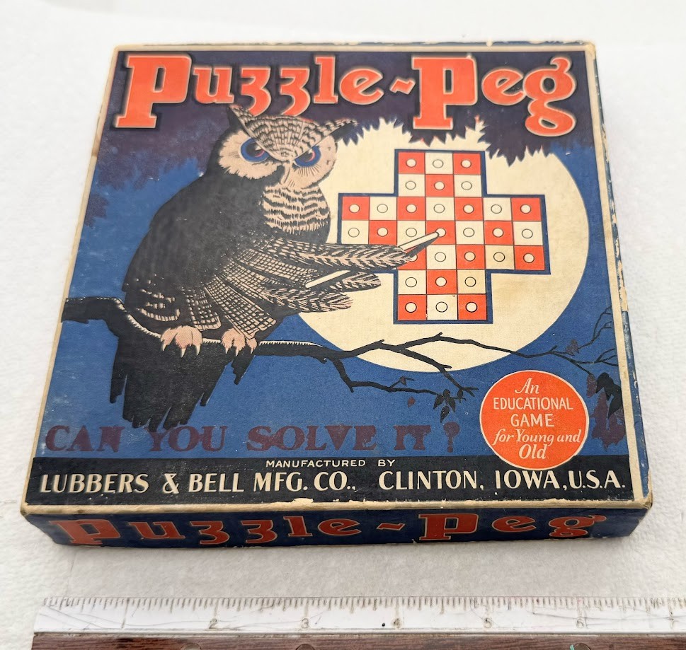 Vintage Puzzle Peg Game Lubbers & Bell MFG. Co. Clinton Iowa 1931 looks complete