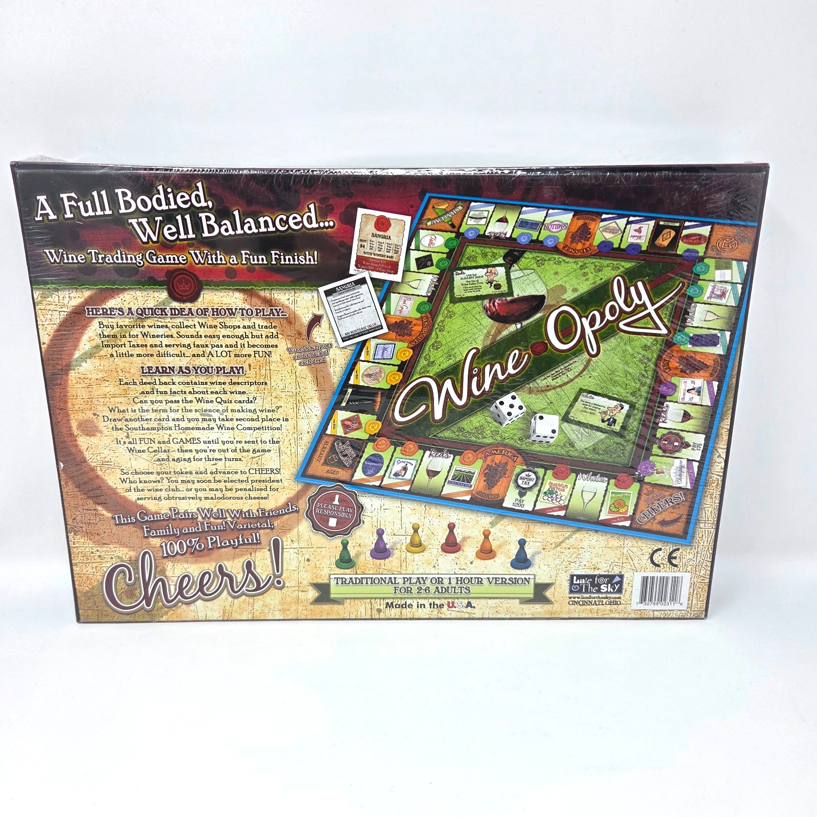 NEW Wine-Opoly Wine Trading Board Game Late for the Sky 2-6 Adults Sealed