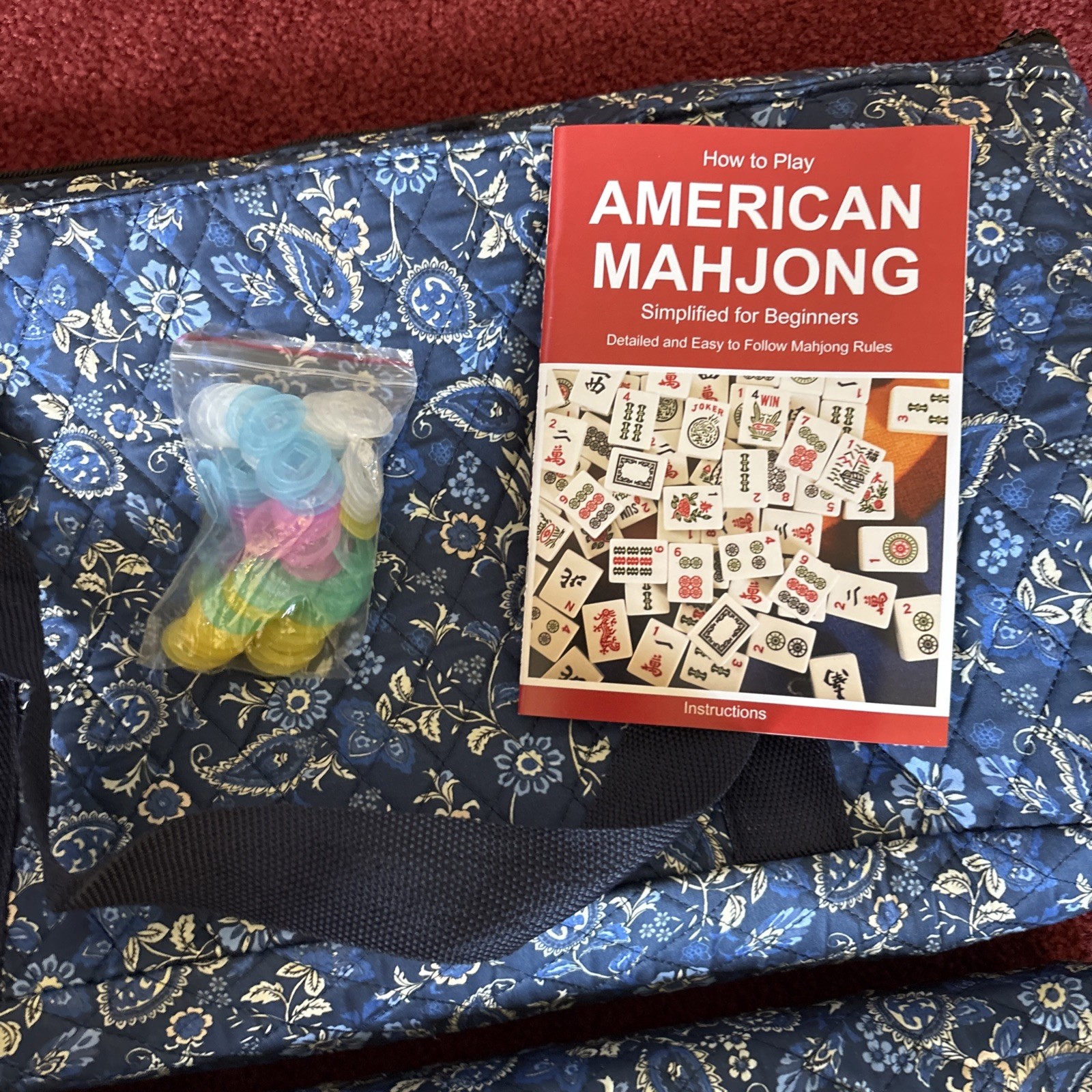 American Mahjong Set with Blue Carrying Bag, 166 White Tiles, 4 All-in-One Ra…