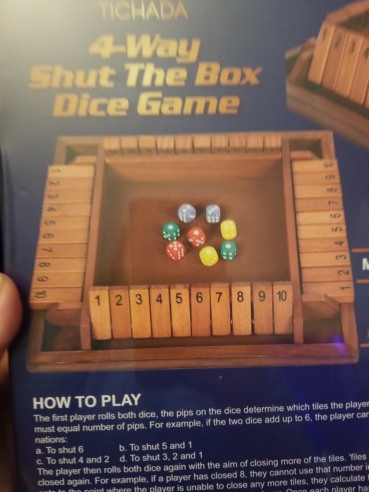 Shut the Box Dice Game Party Game – Wooden Box numbets Game. NeW