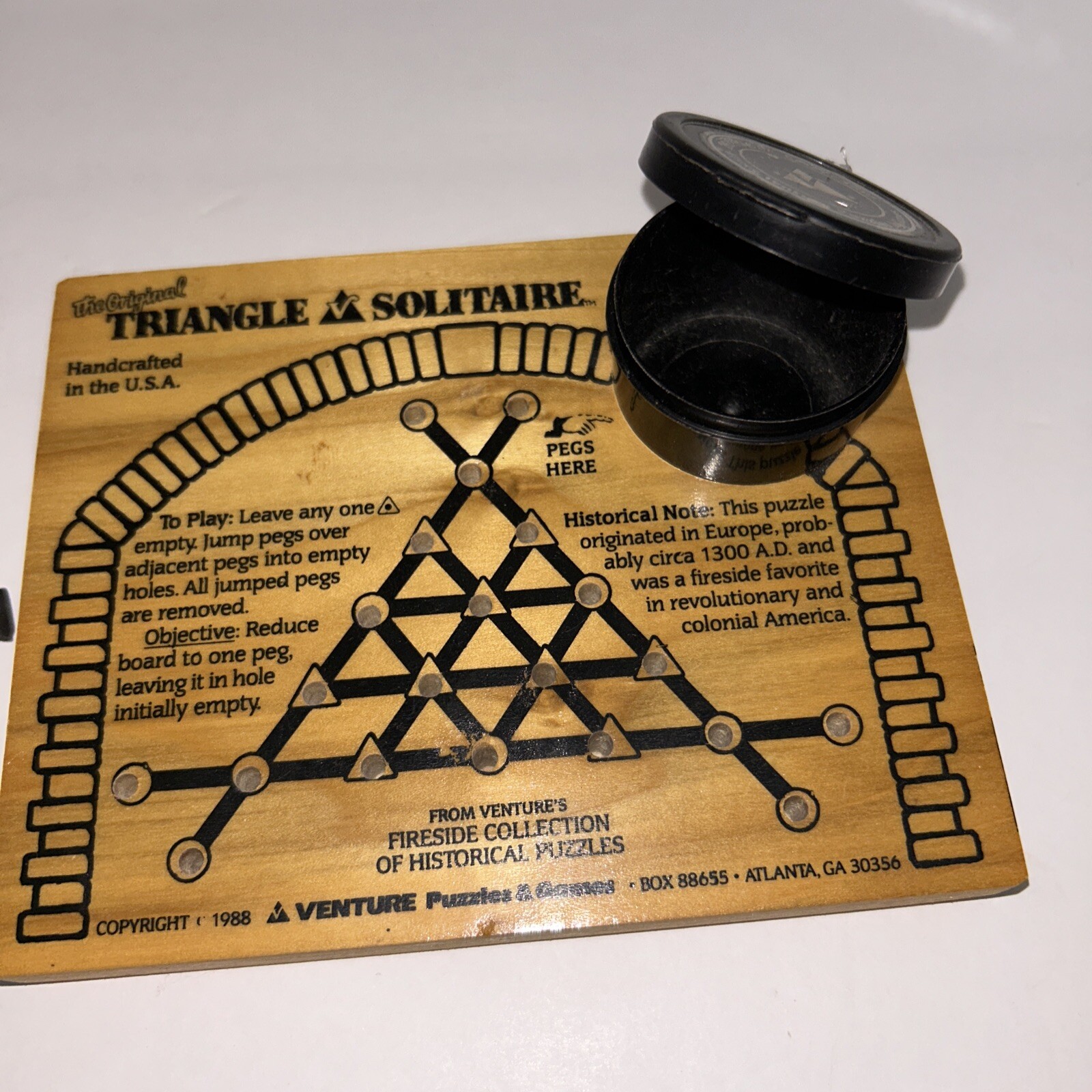 NEW Vintage 1988 The Original Triangle Solitaire Wood Game – Venture’s Fireside