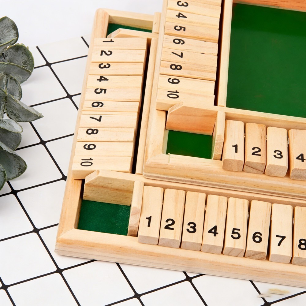 Shut The Box Dice Game Wooden 4 Sided Classic Family Math Game US STOCK