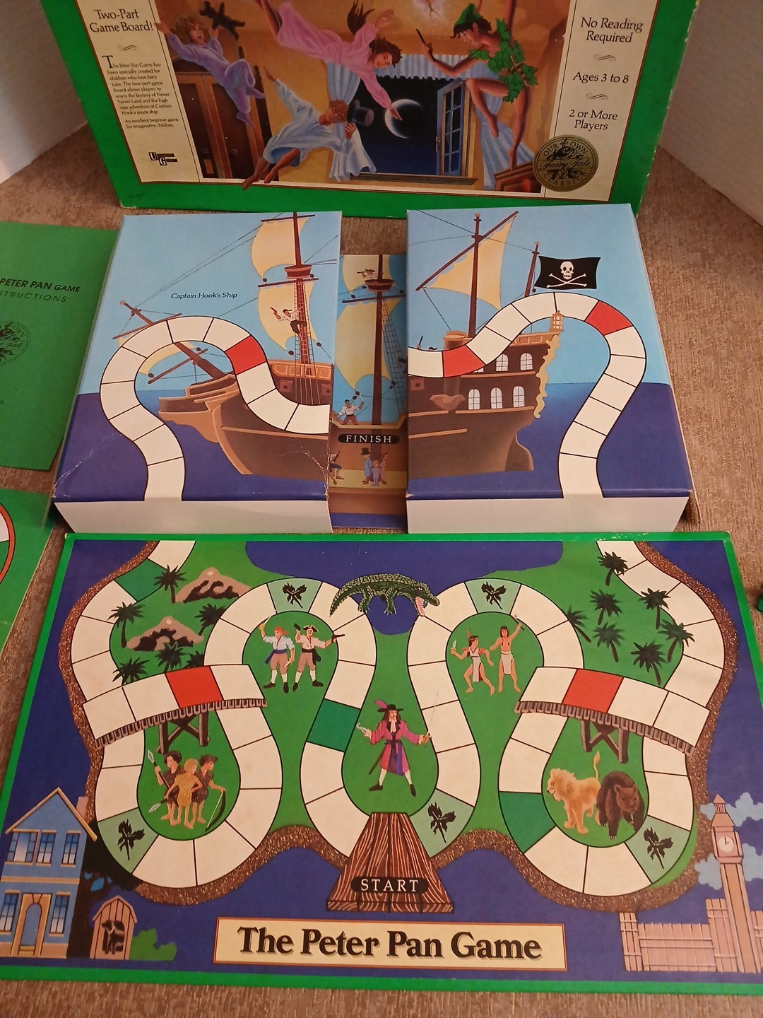 Vtg 1990 University Games the Peter Pan Board Game COMPLETE /NO READING age 3-8