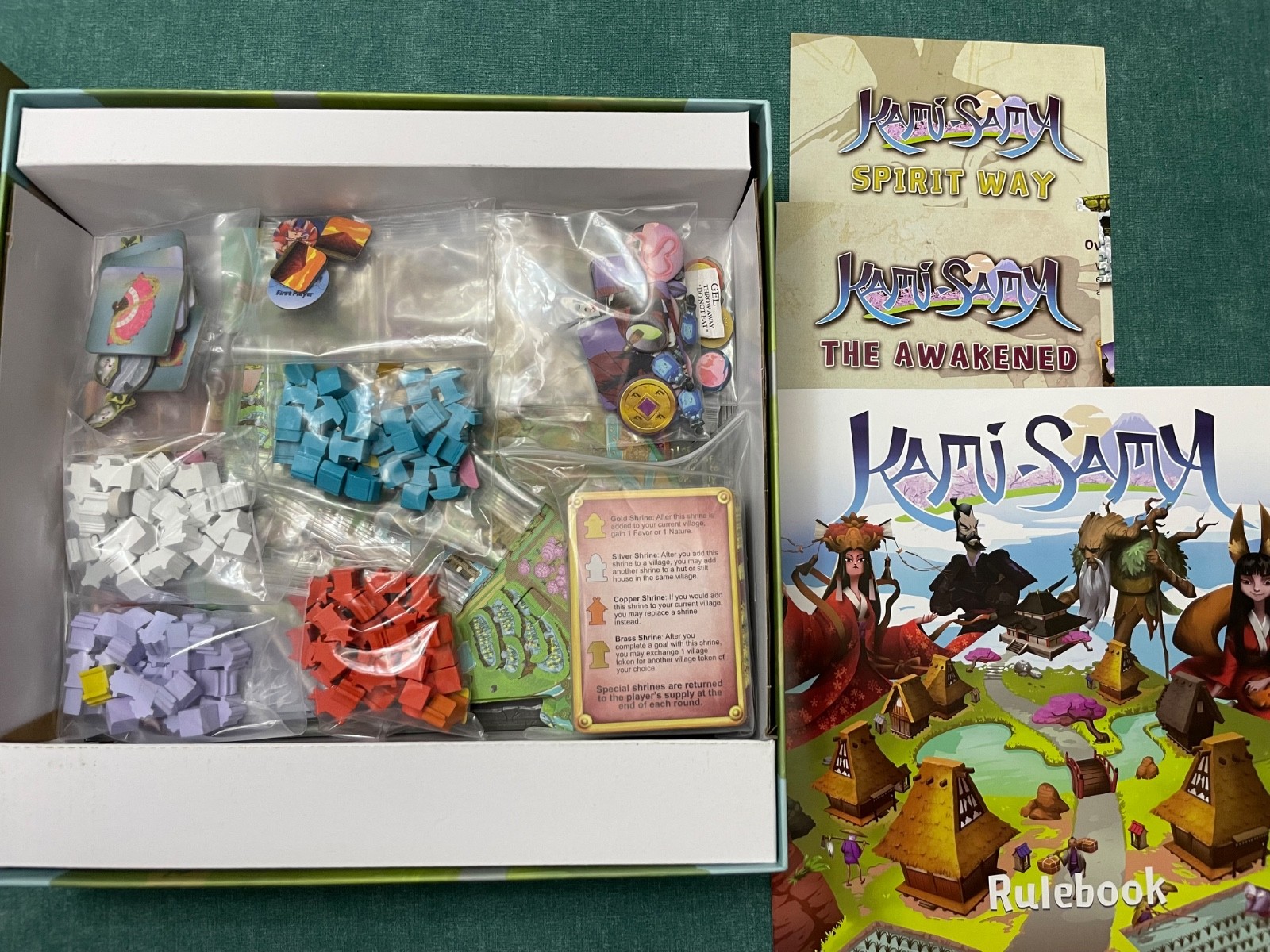 Kami-Sama Board Game with The Awakened + Spirit Way Expansions – NM Condition!