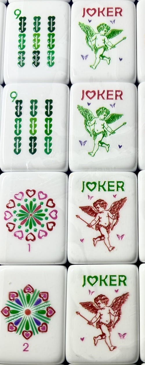 Complete American Mahjong Set Engraved Acrylic Heart Motifs 166 4-Layer Tiles