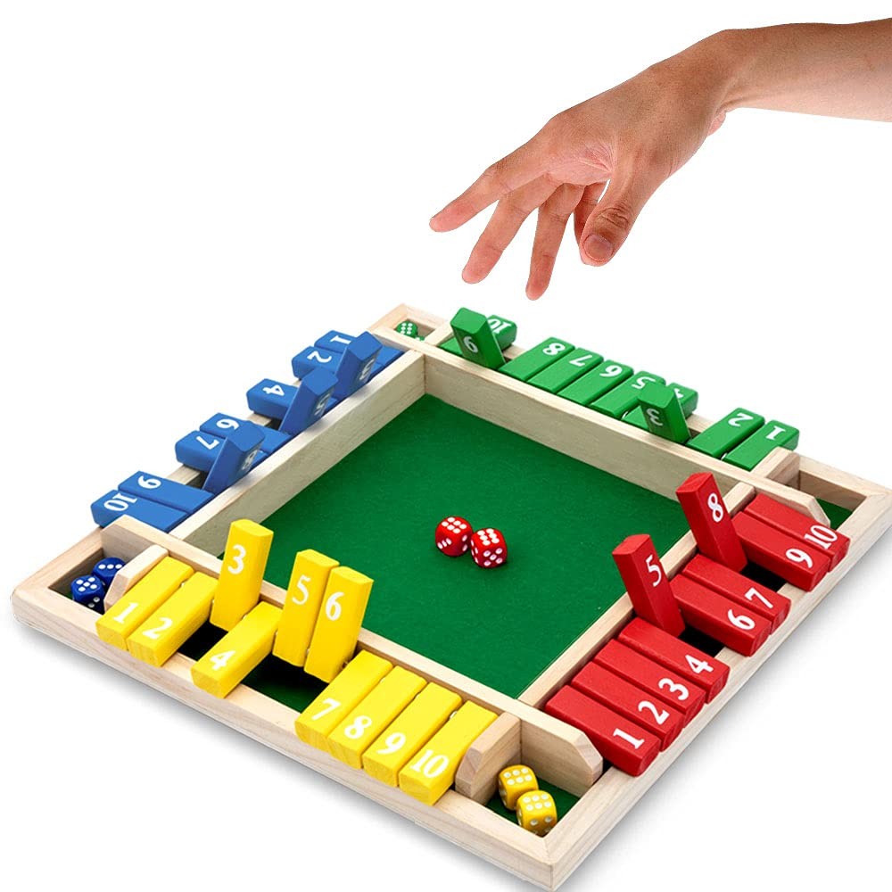 Nicecho Shut The Box Dice Game,2-4 Player Family Wooden Board Table Math Game…