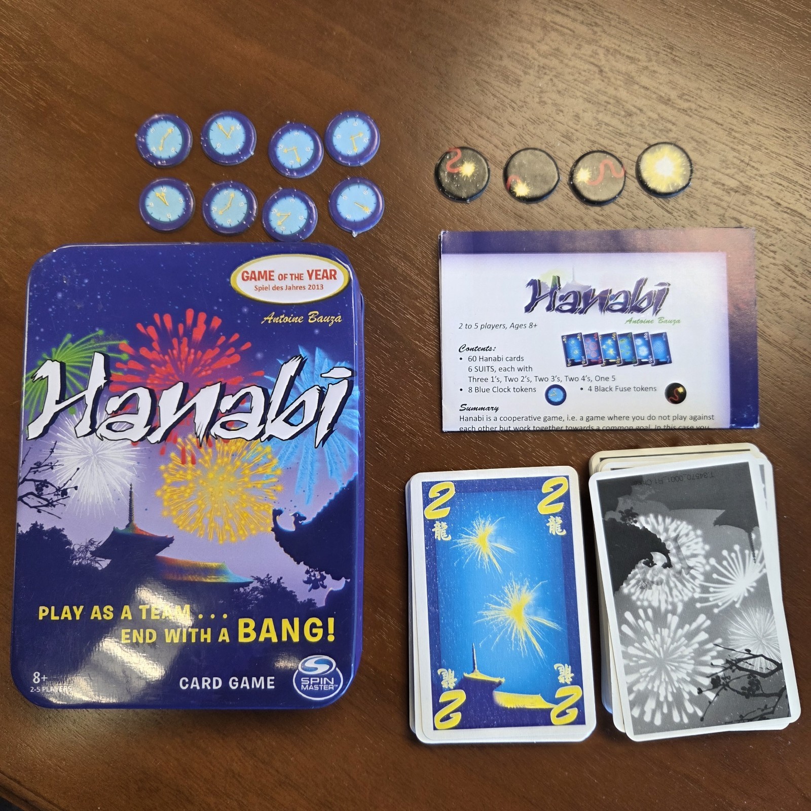 Hanabi Strategy Card Game Travel Tin Case Spin Master Complete Game Of Year 2013