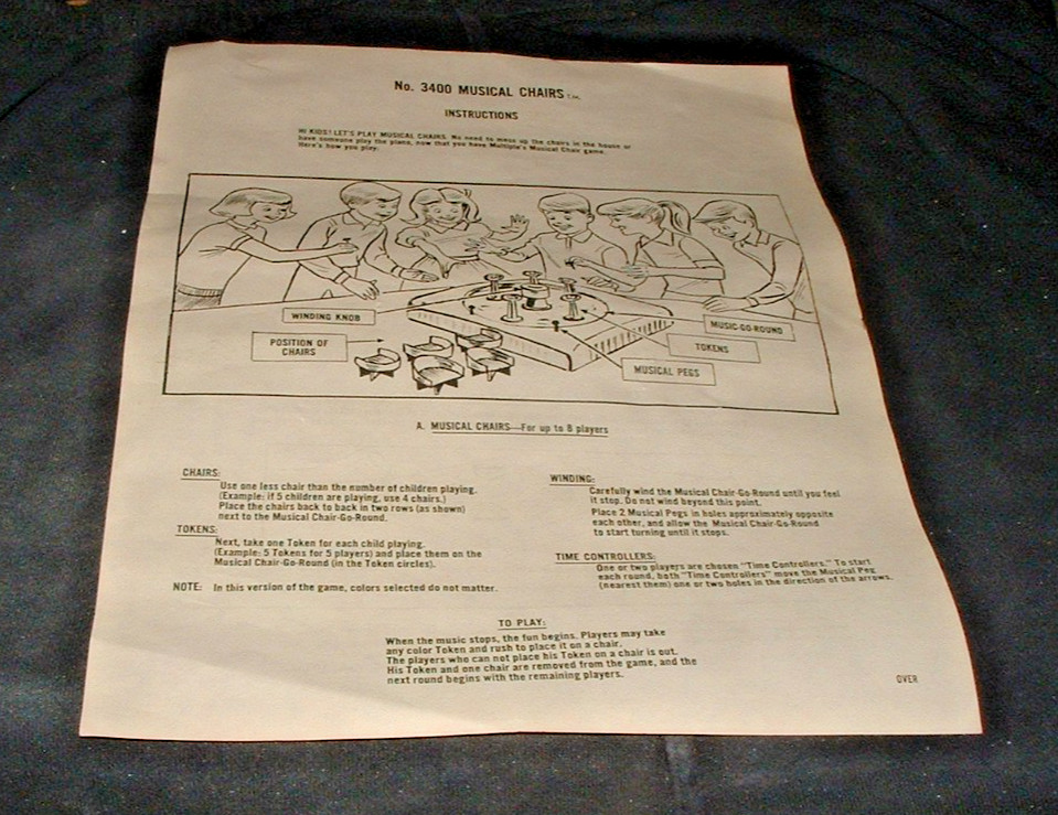 Vintage 1967 MUSICAL CHAIRS Game Multiple Toymakers Company COMPLETE Excellent