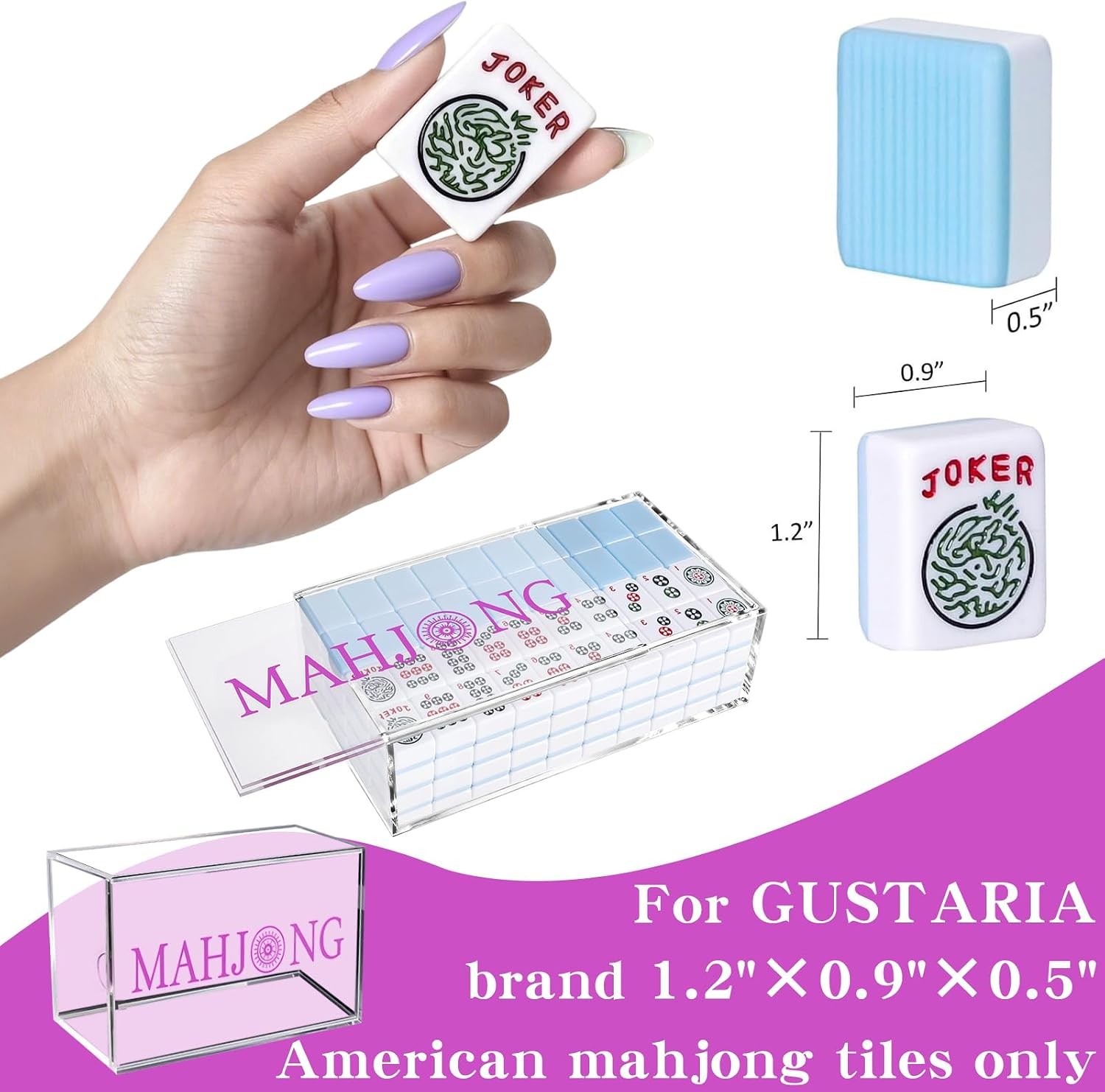 1pcs Empty Acrylic Mahjong Case Only for 1.2″×0.9″×0.5″ Mahjong Tiles-Transpa…