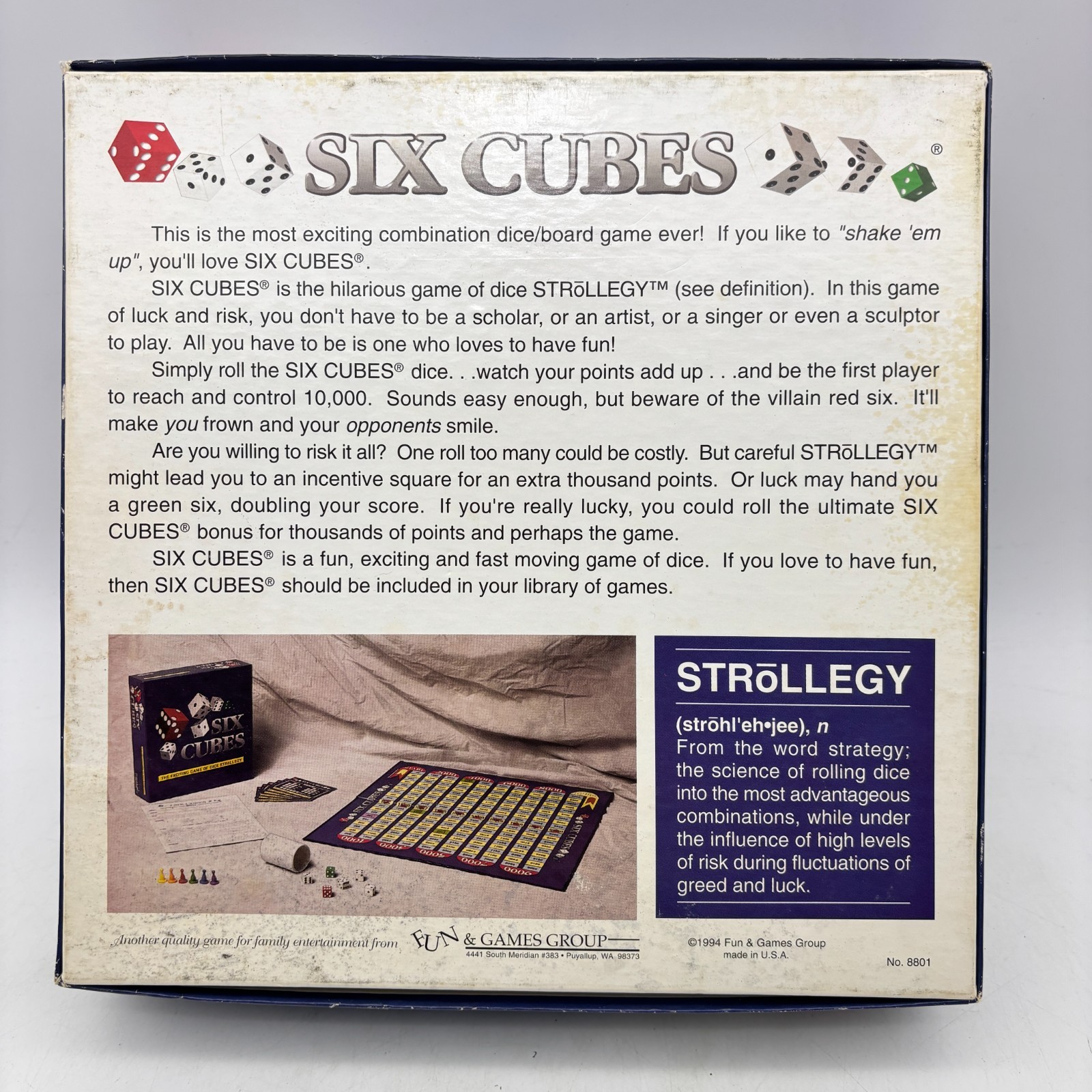 VINTAGE Six Cubes Dice Game COMPLETE Fun and Games Group 1994 Family