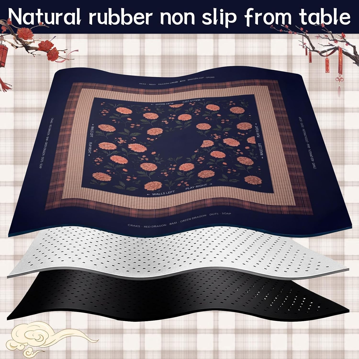 American Mahjong Table Mat 31.5 x 31.5 Inch Drydiet Mahjong Game Mat with