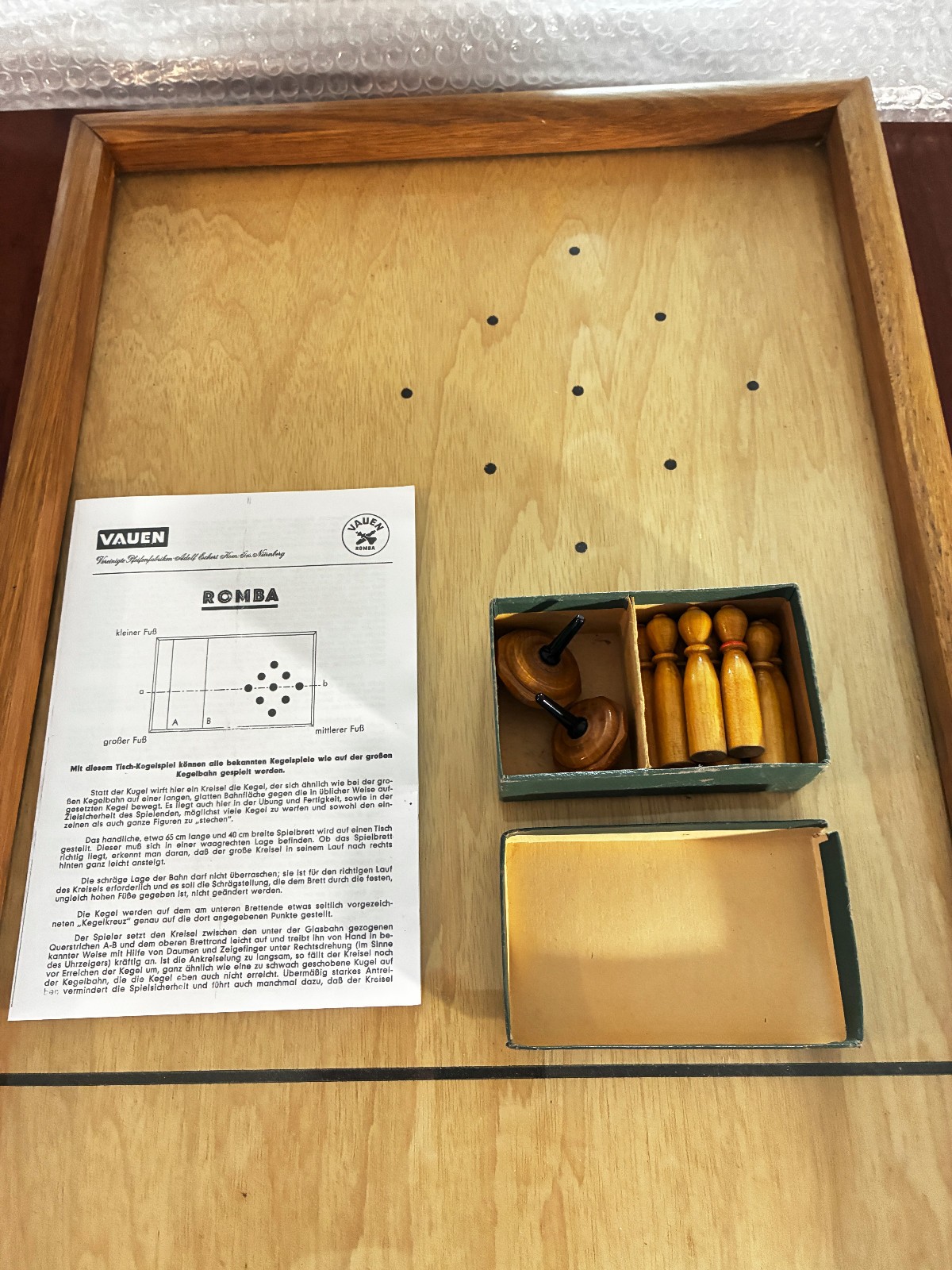 Romba bowling game table bowling game Vauen with instructions, from 1950 antique, like new 1